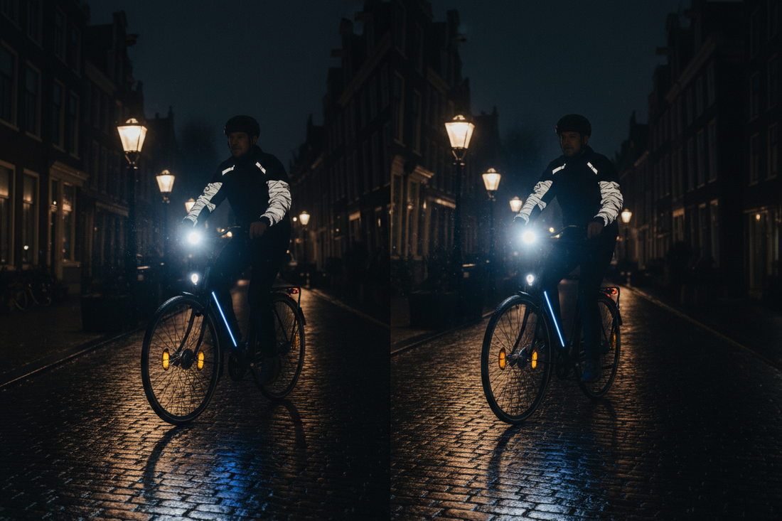 Zichtbaarheid in het donker: reflectie-elementen versus actieve verlichting