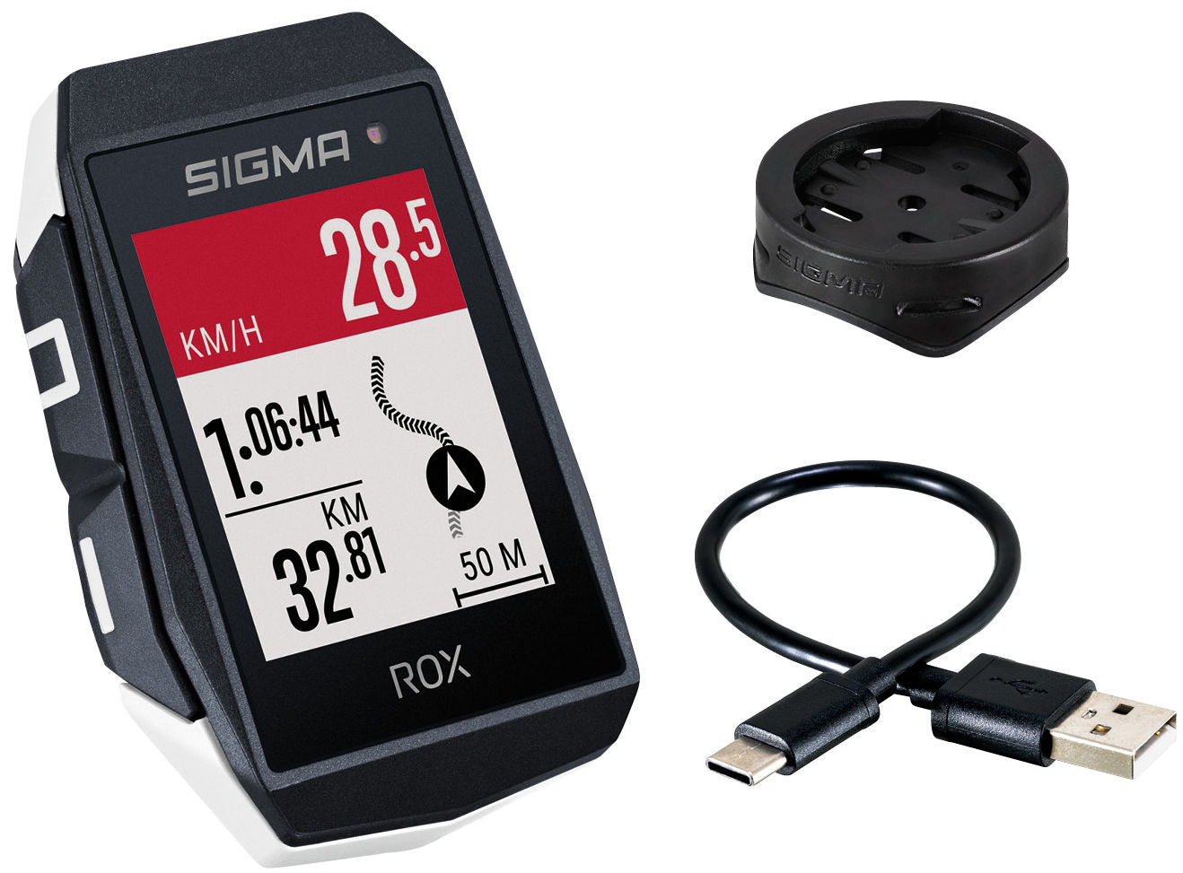 GPS Fietscomputer Sigma ROX 11.1 EVO GPS met standaard stuurhouder - wit