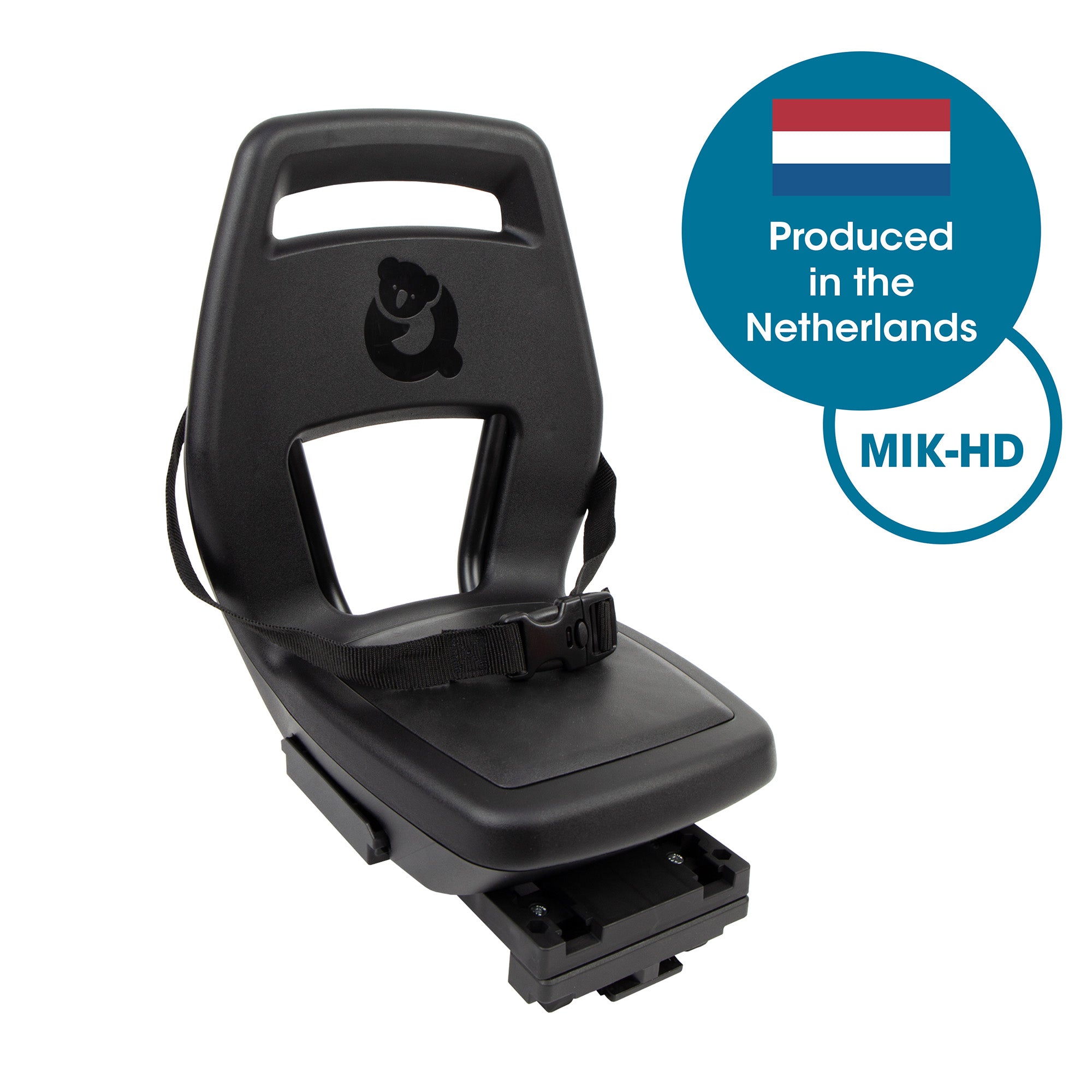 Kinderzitje achter Qibbel Junior 6+  -  MIK HD - met voetsteun en beschermplaat - Midnight Black