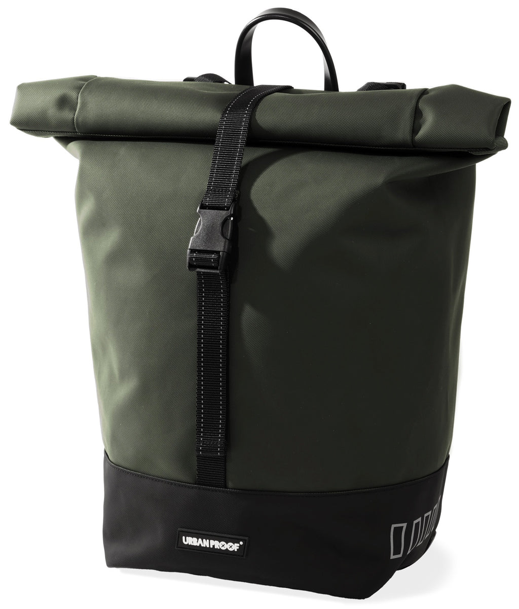 Gerecyclede enkele fietstas Urban Proof Rolltop 20 liter 30 x 15 x 42cm - groen