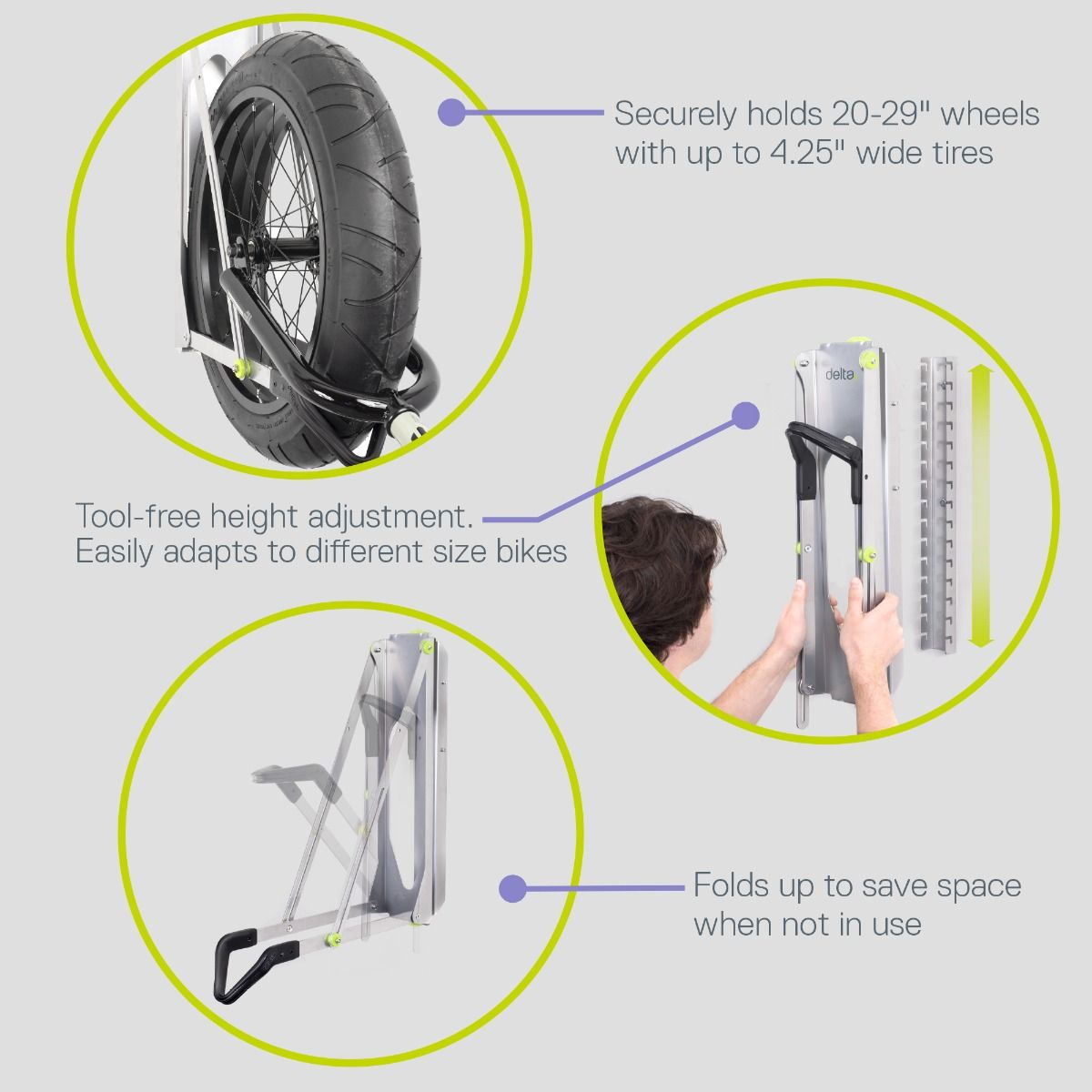 Verstelbaar fietsenrek Delta Cycle 20-29" - zilver