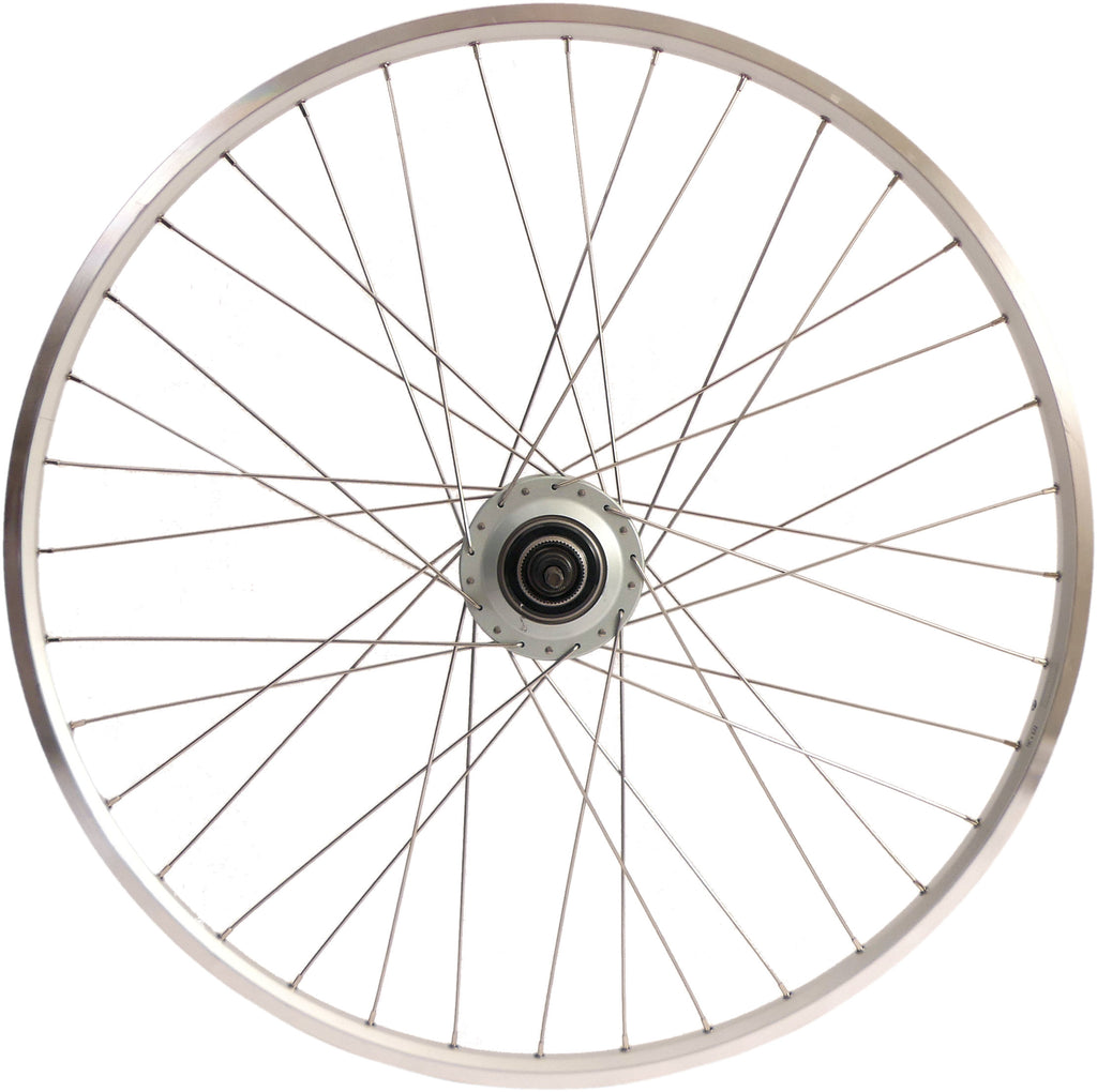 Achterwiel 28 inch Nexus 8 naaf (zilver) - ZAC19 velg (zilver) met RVS spaken - voor schijfrem