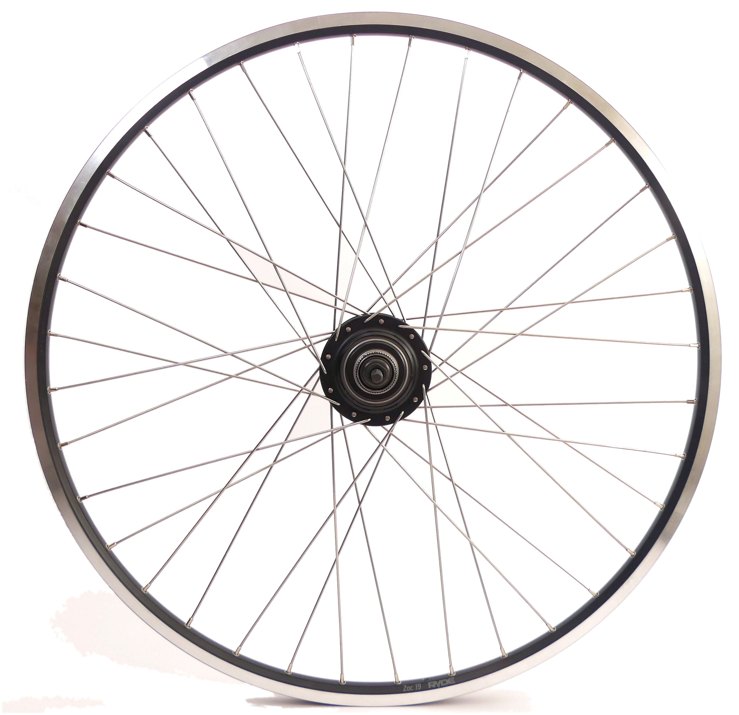 Achterwiel 28 inch Nexus 8 naaf (zwart) - ZAC19 velg (zwart) met RVS spaken - voor schijfrem