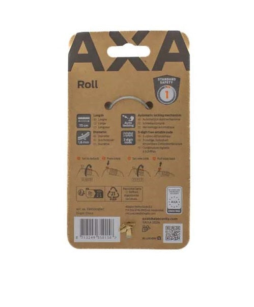 Kabelslot Axa Roll 75/1.6 - zwart