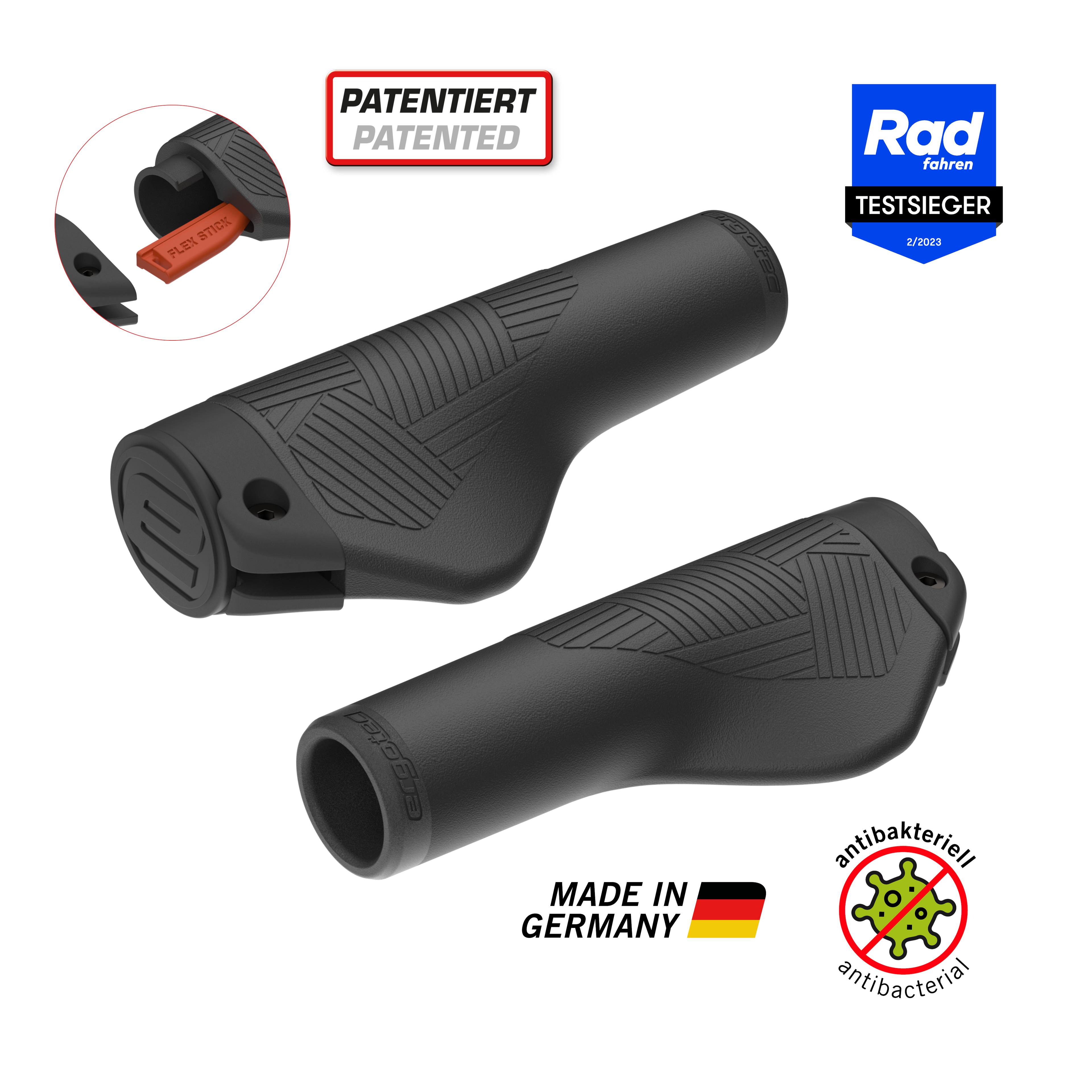 Handvatset Ergotec EG-Active Flex 135/135 mm - zwart
