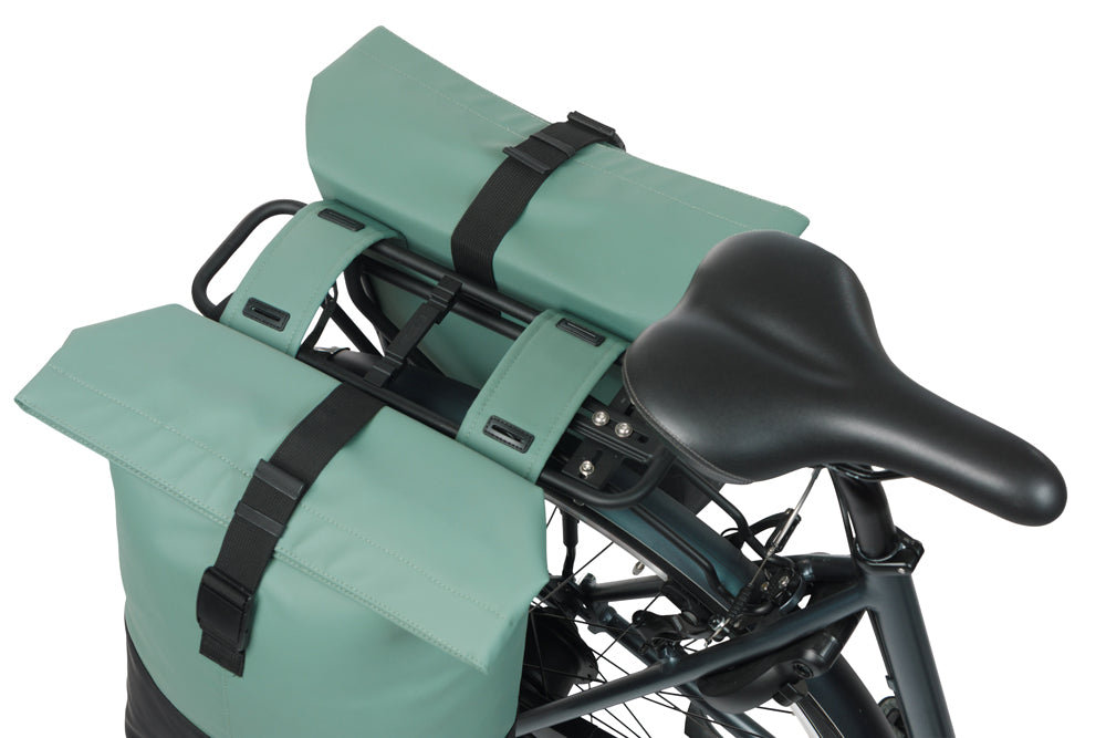 Dubbele fietstas Basil Cove 28-32L 14 x 29 x 36 cm - groen/zwart
