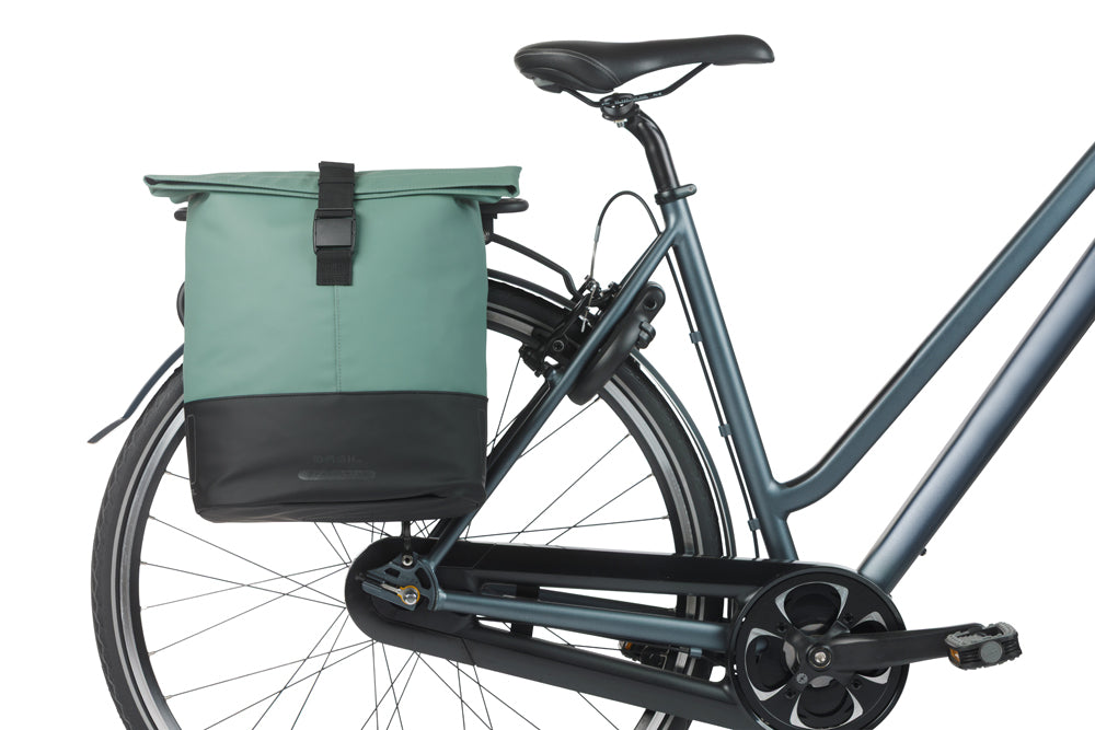 Dubbele fietstas Basil Cove 28-32L 14 x 29 x 36 cm - groen/zwart