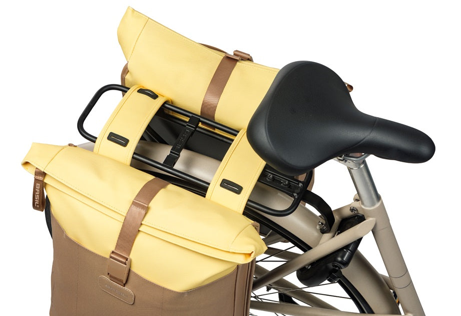 Dubbele fietstas Basil Vive 28-35L 14 x 30 x 38 cm - zand/geel