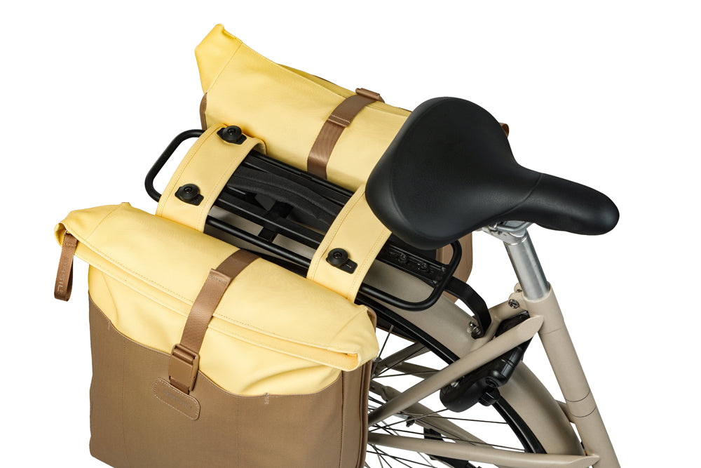 Dubbele fietstas Basil Vive MIK 28-35L 14 x 30 x 38 cm - zand/geel