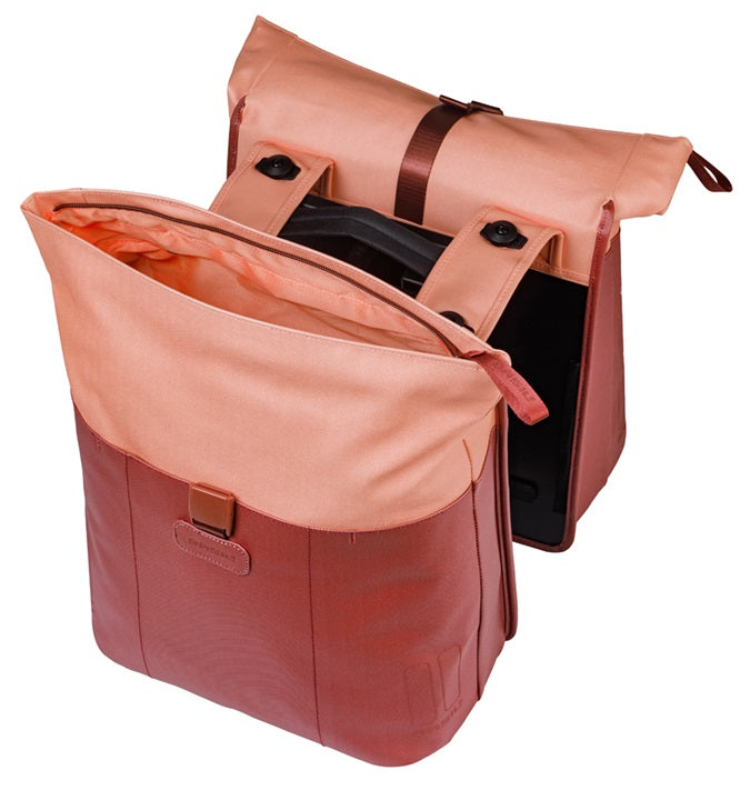 Dubbele fietstas Basil Vive MIK 28-35L 14 x 30 x 38 cm - bordeaux/roze