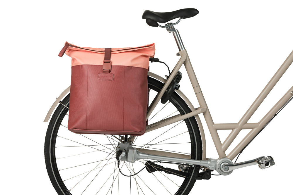 Dubbele fietstas Basil Vive MIK 28-35L 14 x 30 x 38 cm - bordeaux/roze