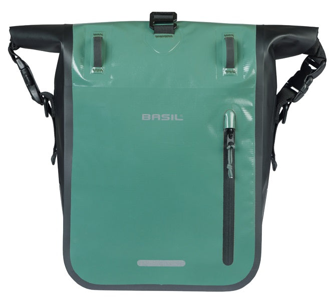 Enkele fietstas Basil Rivo M tarpaulin MIK 12-15L 14 x 25 x 38 cm - groen/zwart
