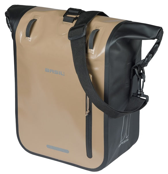 Enkele fietstas Basil Rivo M  tarpaulin MIK 12-15L 14 x 25 x 38 cm - zand/zwart