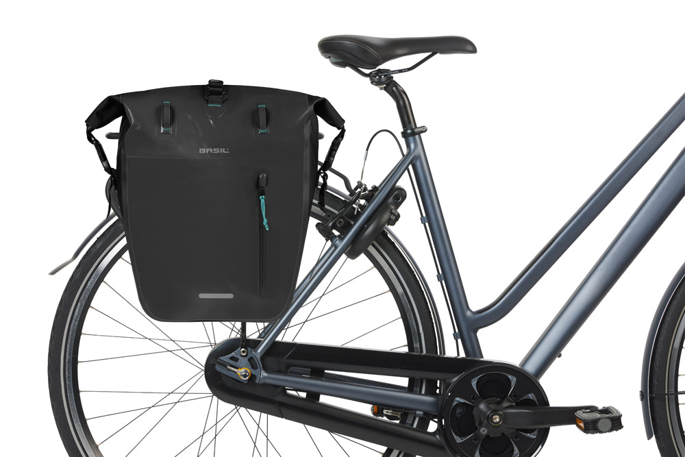 Enkele fietstas Basil Rivo L tarpaulin MIK 25-31L 14 x 28 x 43 cm - zwart