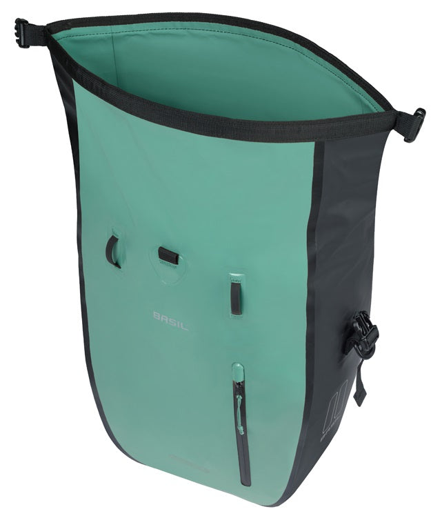 Enkele fietstas Basil Rivo L tarppaulin MIK 25-31L 14 x 28 x 43 cm - groen/zwart