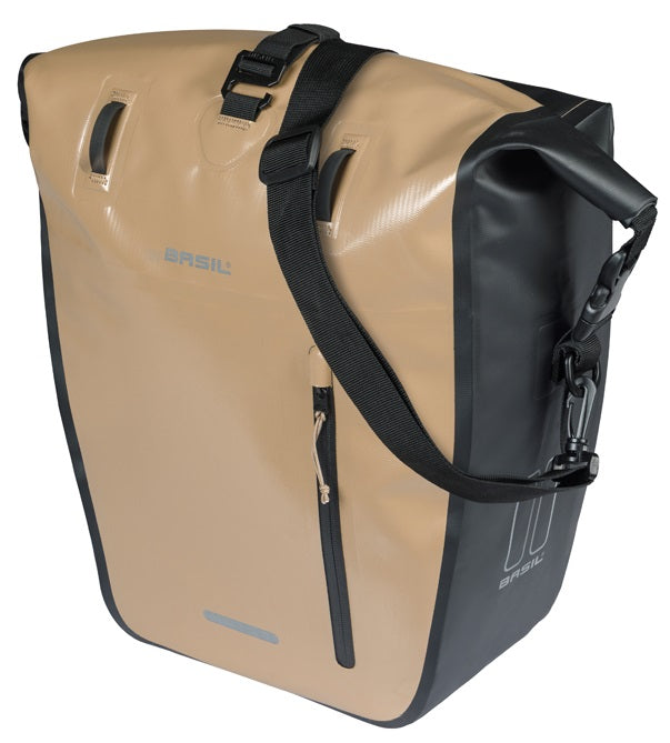 Enkele fietstas Basil Rivo L tarpaulin MIK 25-31L 14 x 28 x 43 cm - zand/zwart