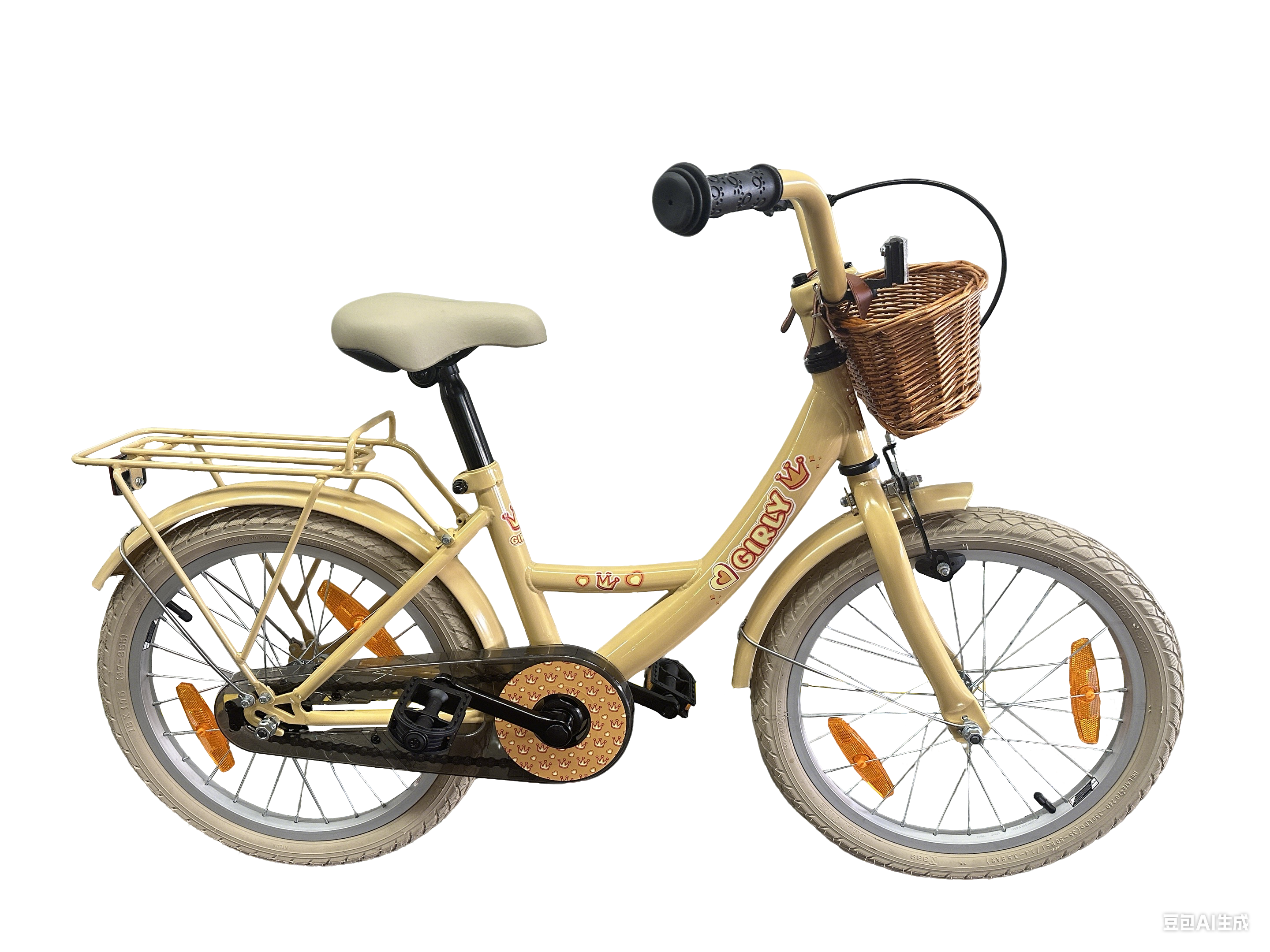 Kinderfiets Bikefun Girly 18 inch - met mandje en remnaaf - Goud