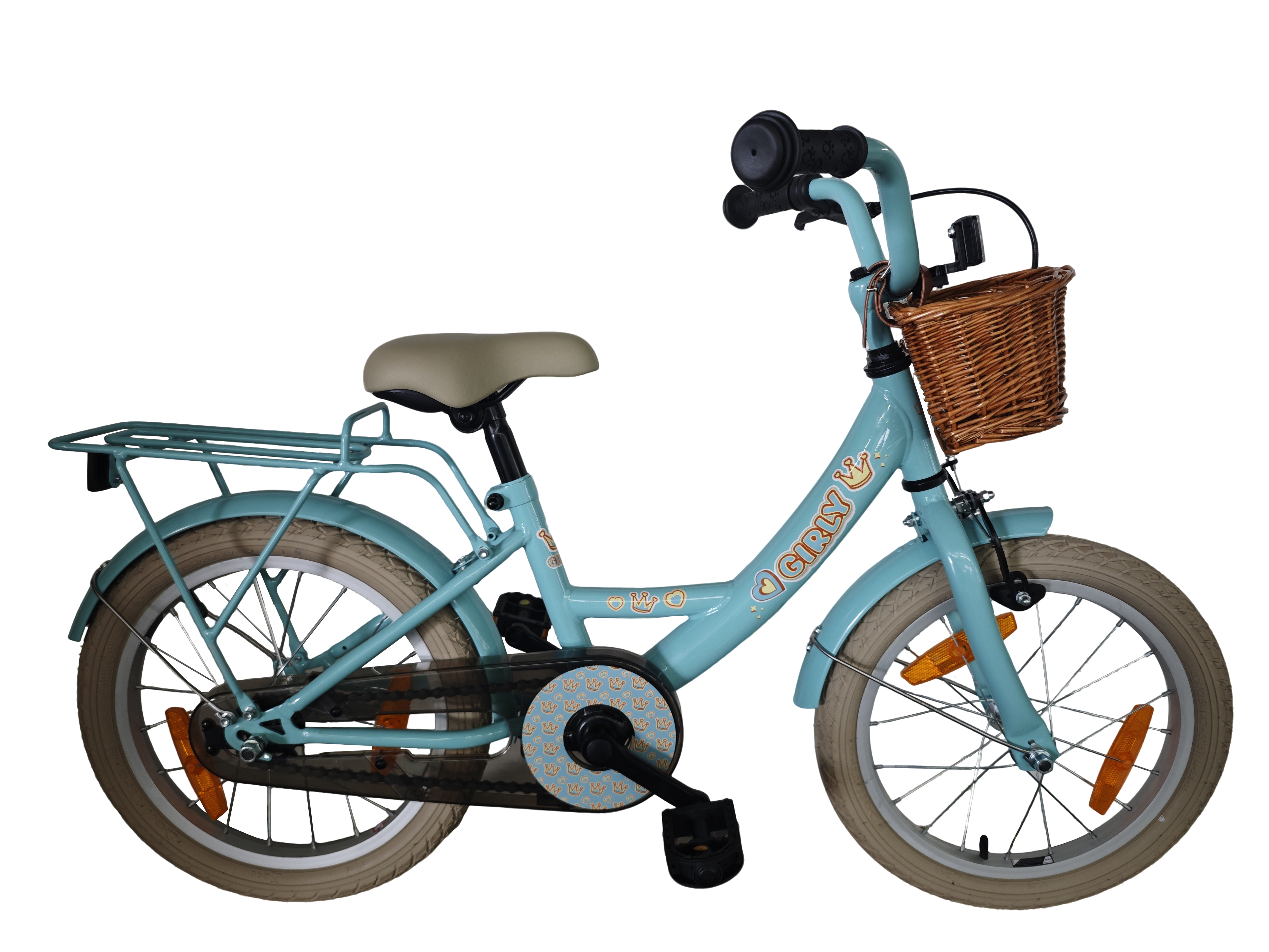 Kinderfiets Bikefun Girly 16 inch - met mandje en remnaaf - Blauw