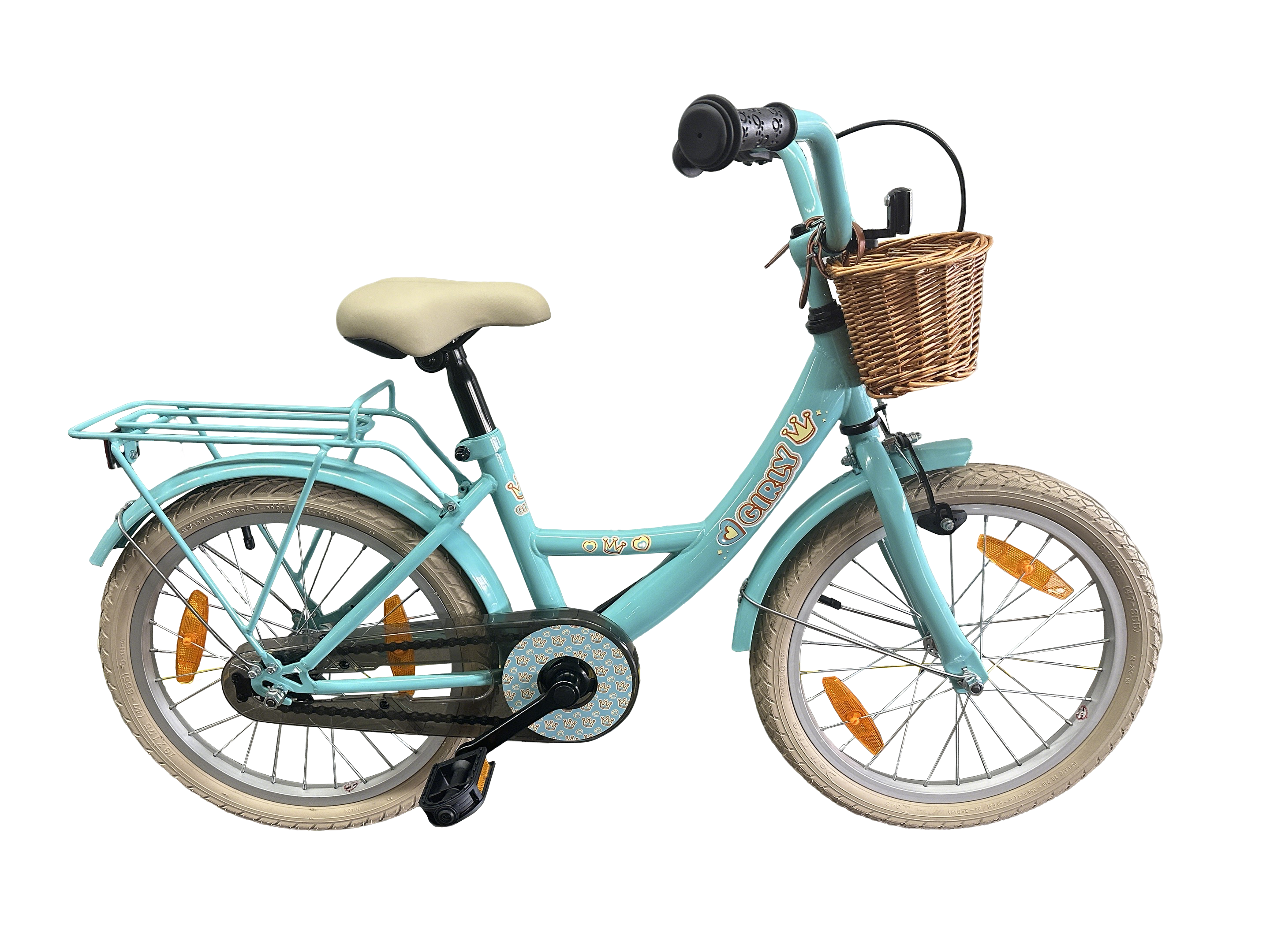 Kinderfiets Bikefun Girly 18 inch - met mandje en remnaaf - Blauw