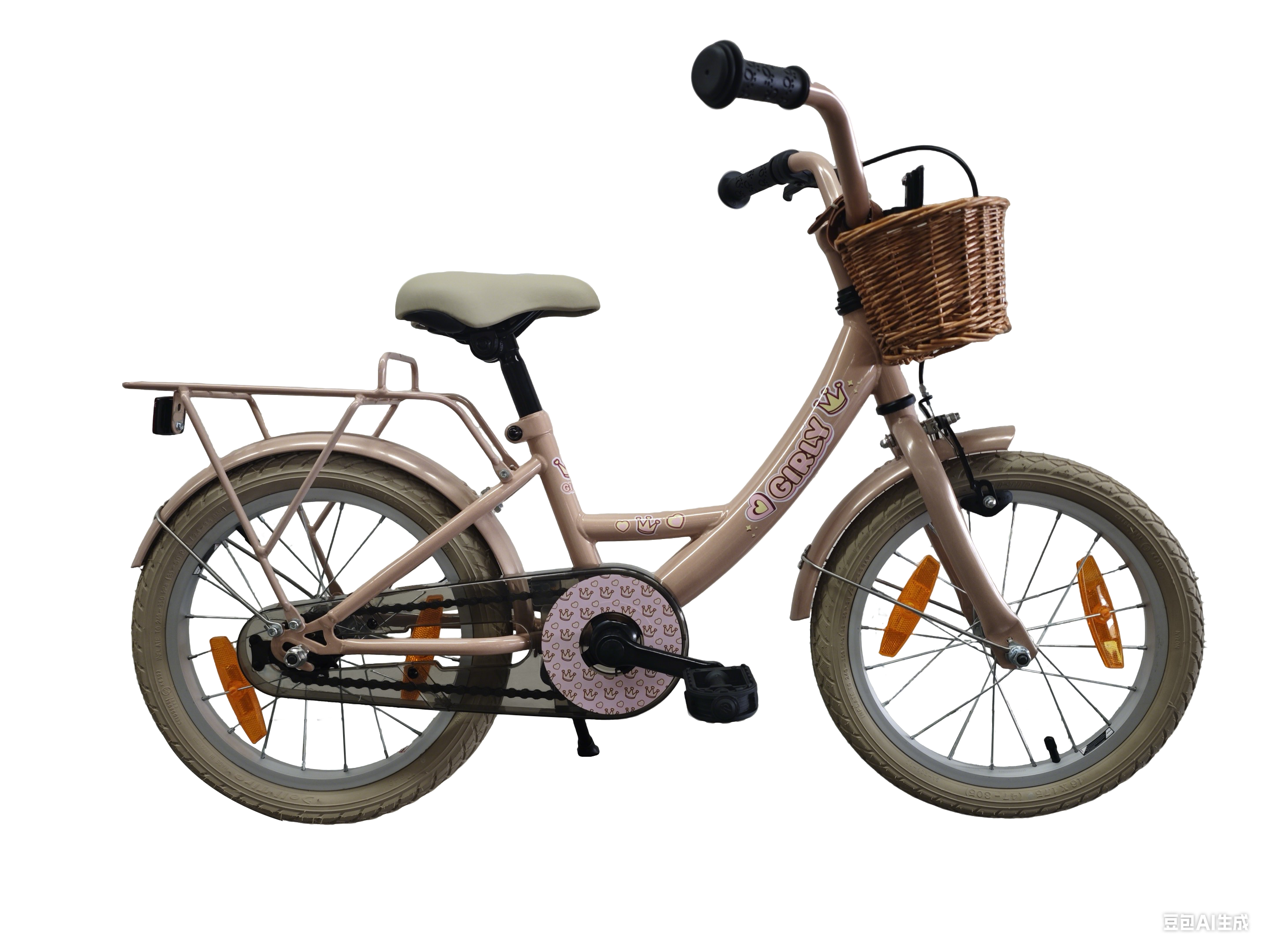 Kinderfiets Bikefun Girly 16 inch - met mandje en remnaaf - Roze