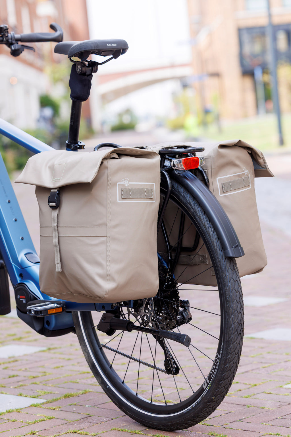 Dubbele fietstas New Looxs Leeds Double - 38 liter - 33 x 18 x 38 cm (2x) - Taupe