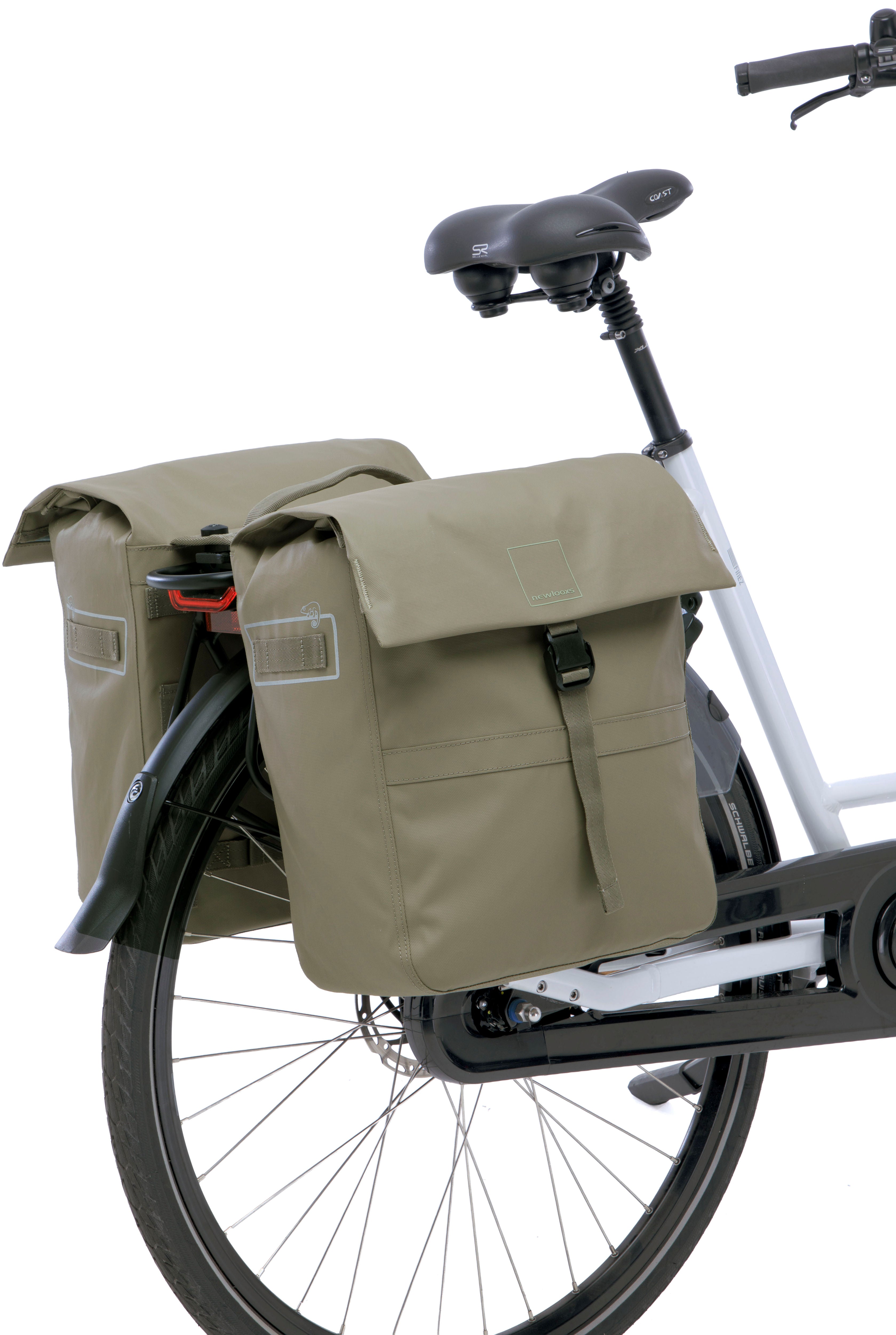 Dubbele fietstas New Looxs Leeds Double MIK 2.0 - 38 liter - 33 x 18 x 38 cm (2x) - Taupe