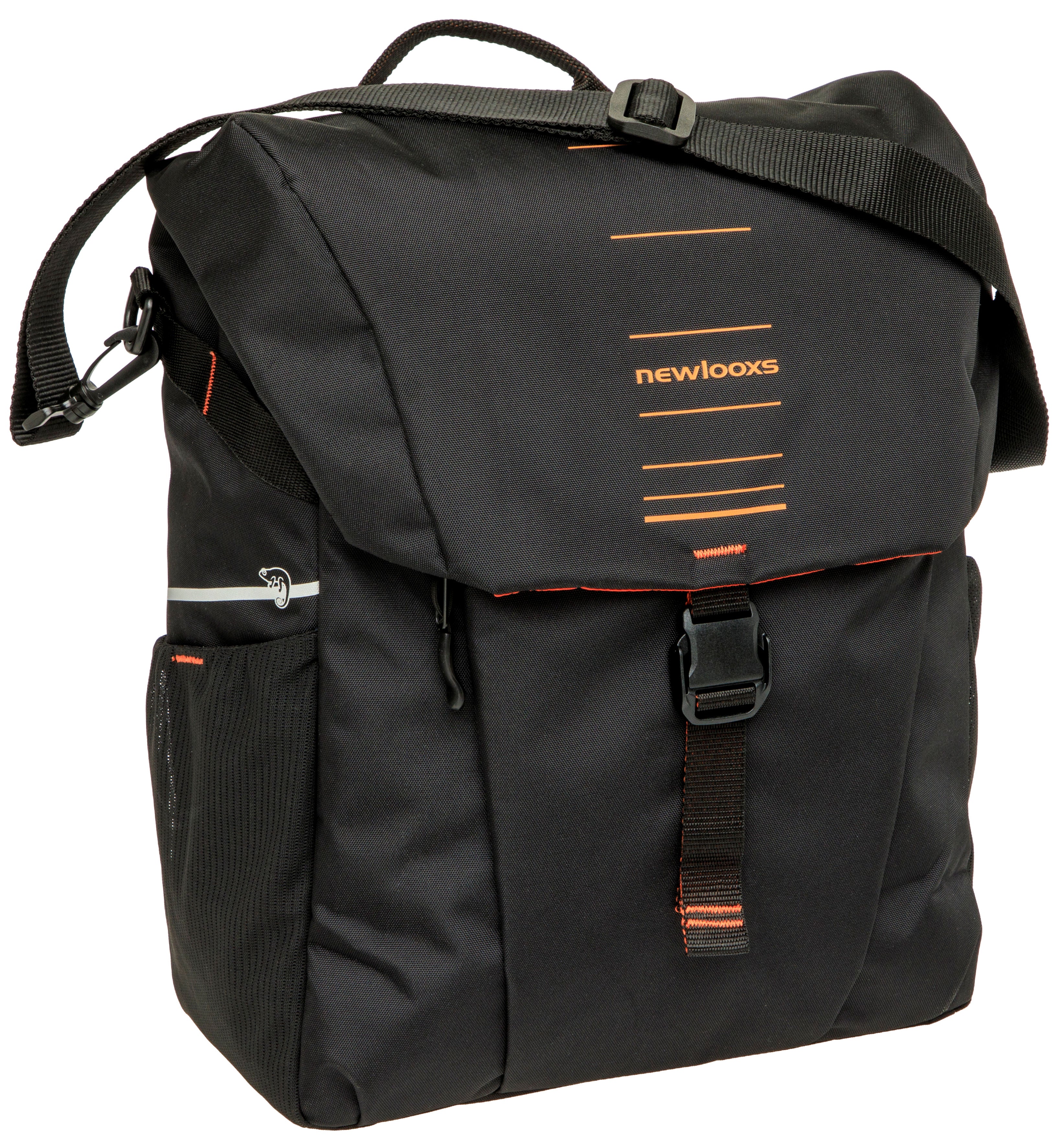 Enkele fietstas New Looxs Vigo Single - 20 liter - 30 x 19 x 40 cm - Black-Orange
