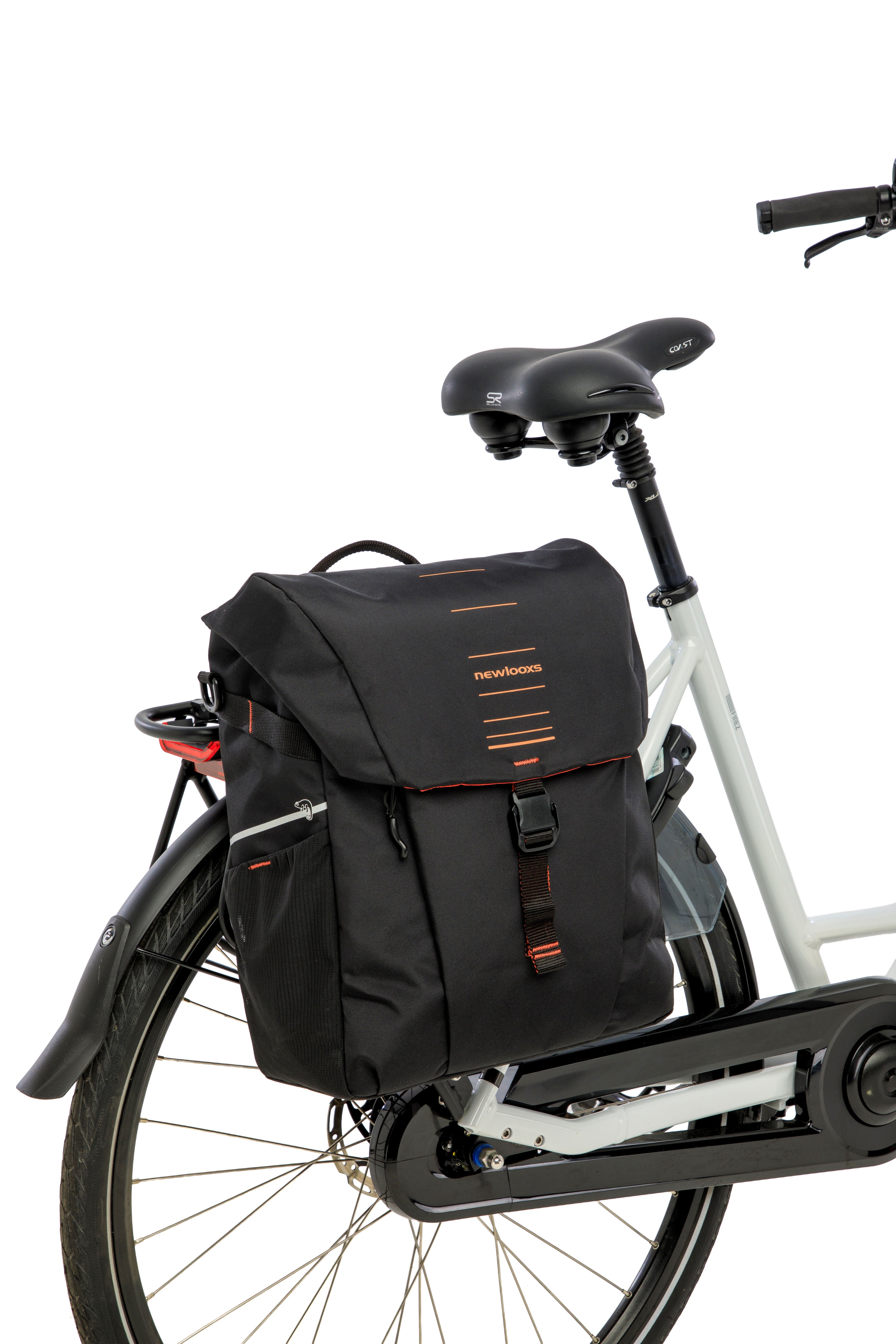 Enkele fietstas New Looxs Vigo Single - 20 liter - 30 x 19 x 40 cm - Black-Orange