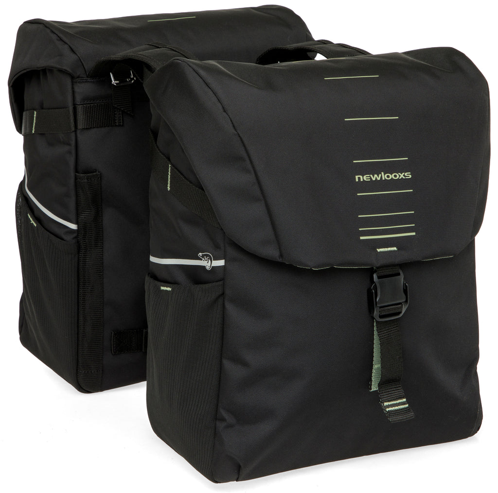 Dubbele fietstas New Looxs Vigo Double - 40 liter - 30 x 19 x 40 cm (2x) - Black-Green