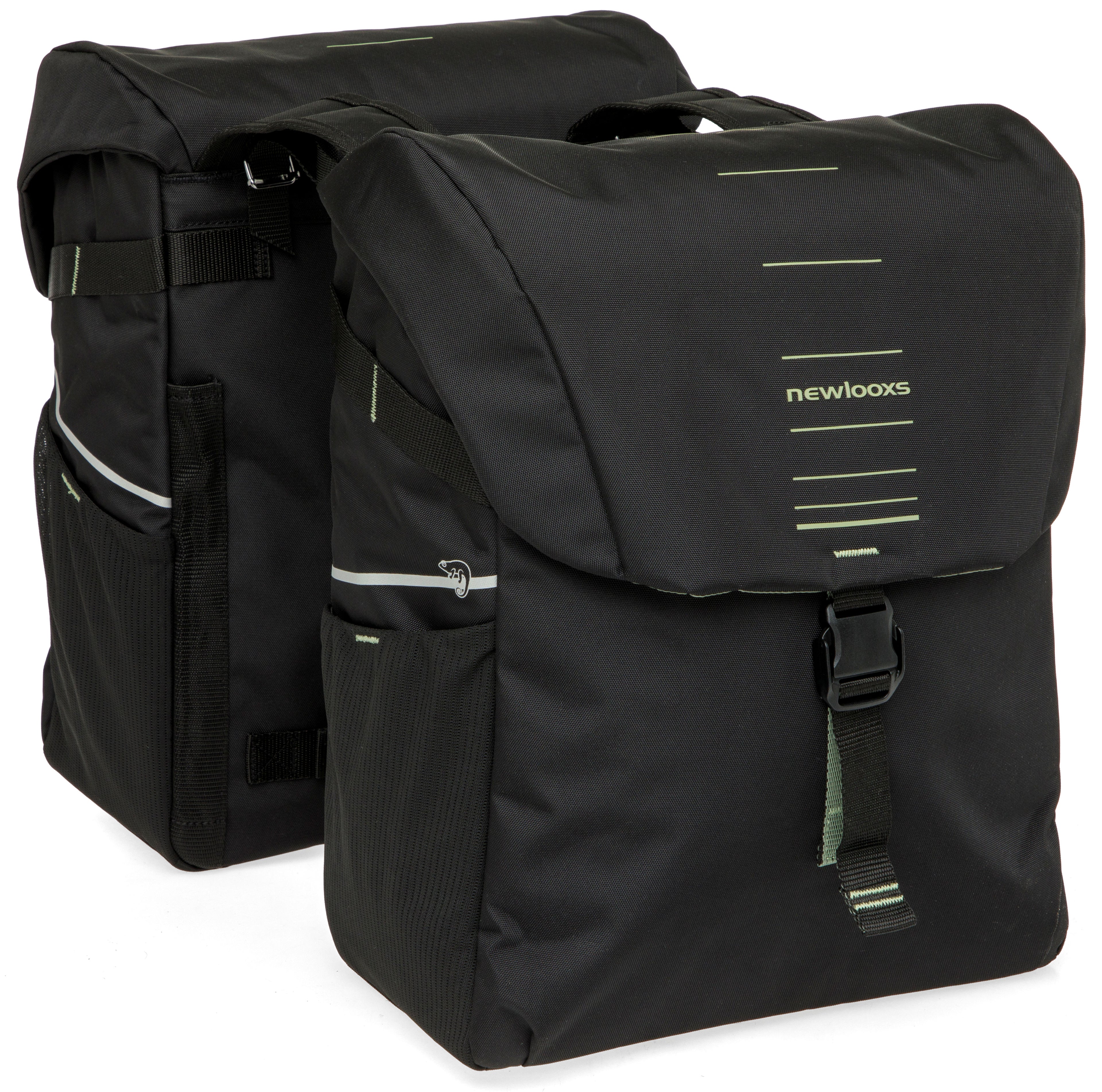 Dubbele fietstas New Looxs Vigo Double - 40 liter - 30 x 19 x 40 cm (2x) - Black-Green