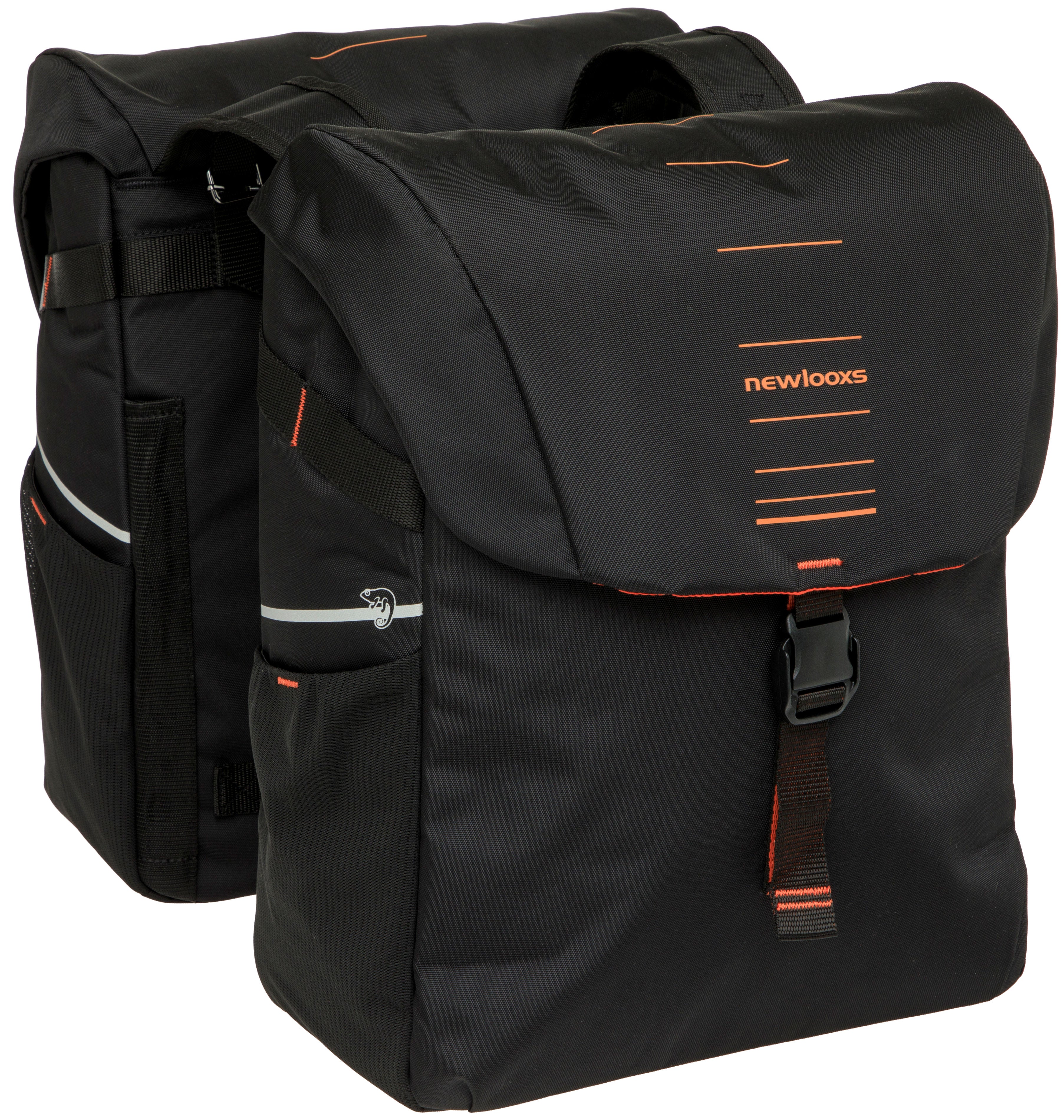 Dubbele fietstas New Looxs Vigo Double - 40 liter - 30 x 19 x 40 cm (2x) - Black-Orange