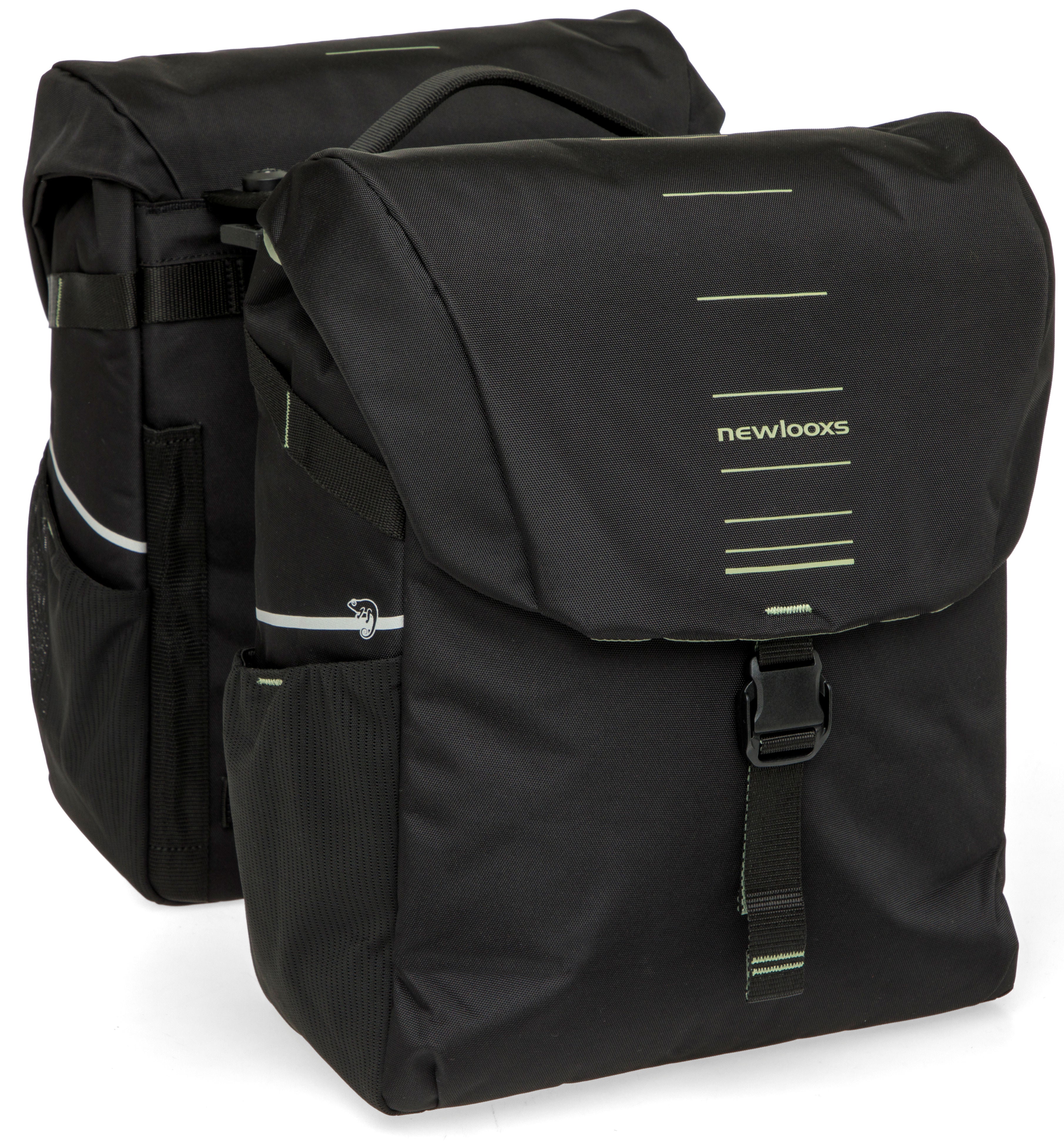 Dubbele fietstas New Looxs Vigo Double MIK 2.0 - 40 liter - 30 x 19 x 40 cm (2x) - Black-Green