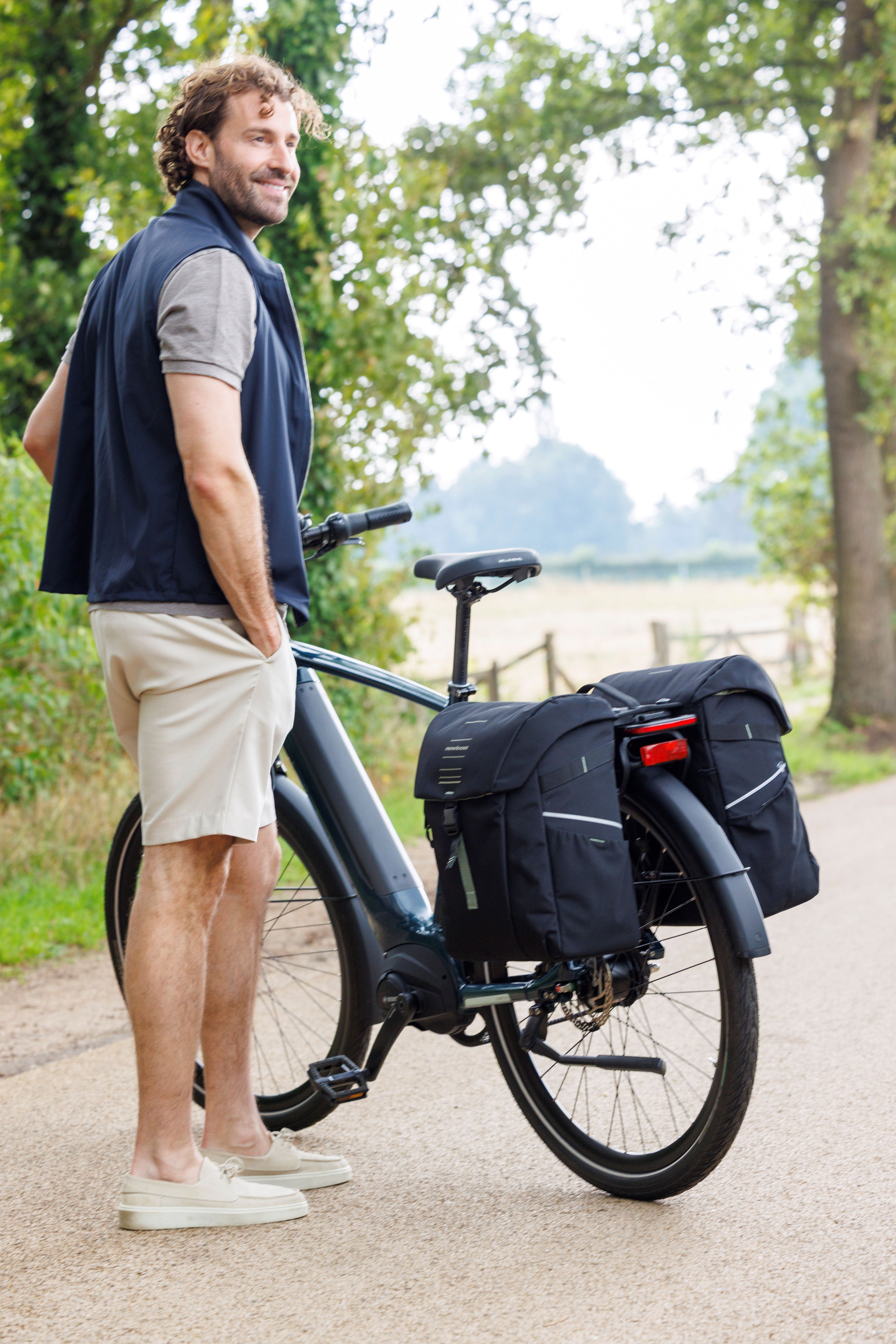 Dubbele fietstas New Looxs Vigo Double MIK 2.0 - 40 liter - 30 x 19 x 40 cm (2x) - Black-Green