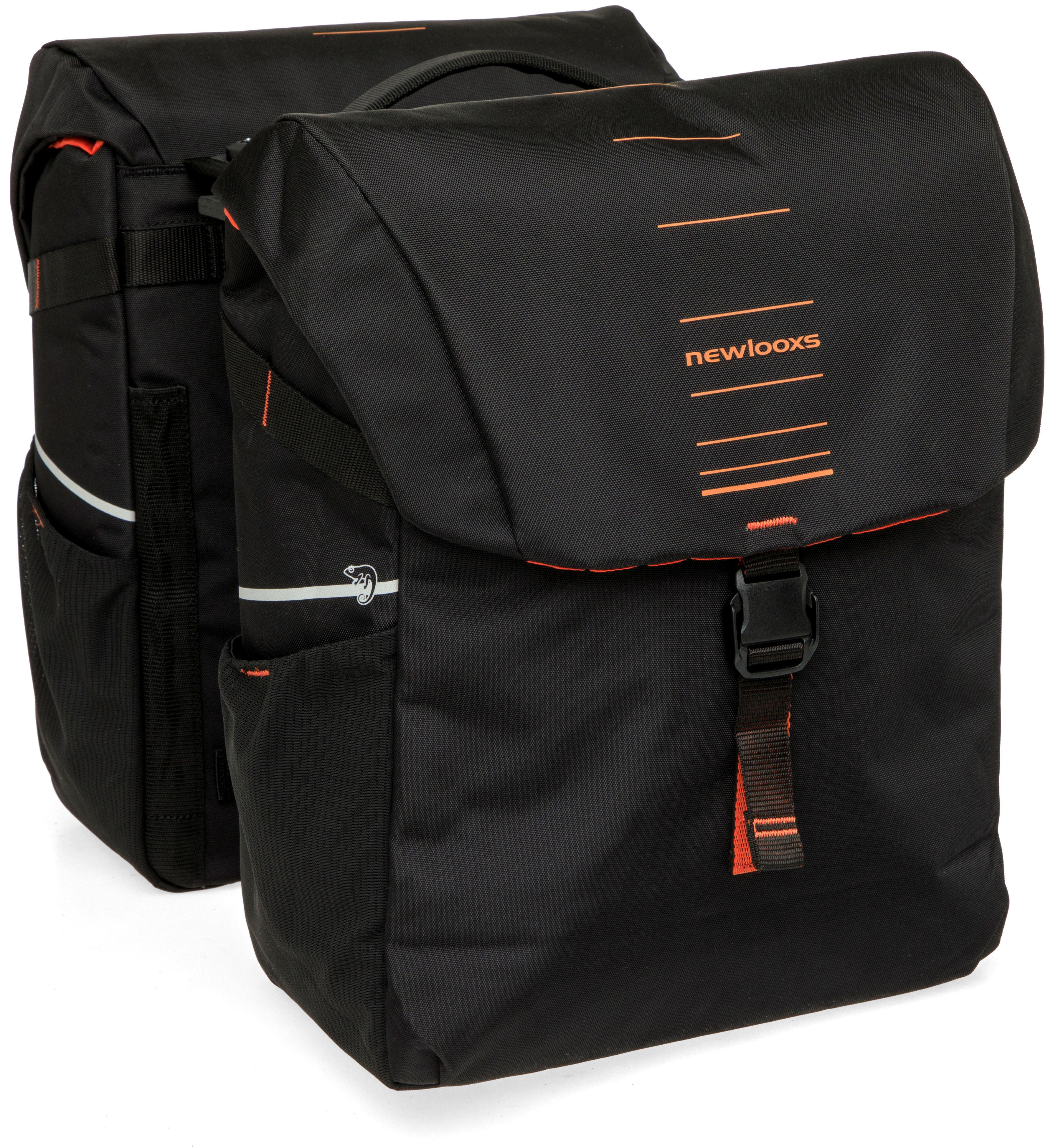 Dubbele fietstas New Looxs Vigo Double MIK 2.0 - 40 liter - 30 x 19 x 40 cm (2x) - Black-Orange
