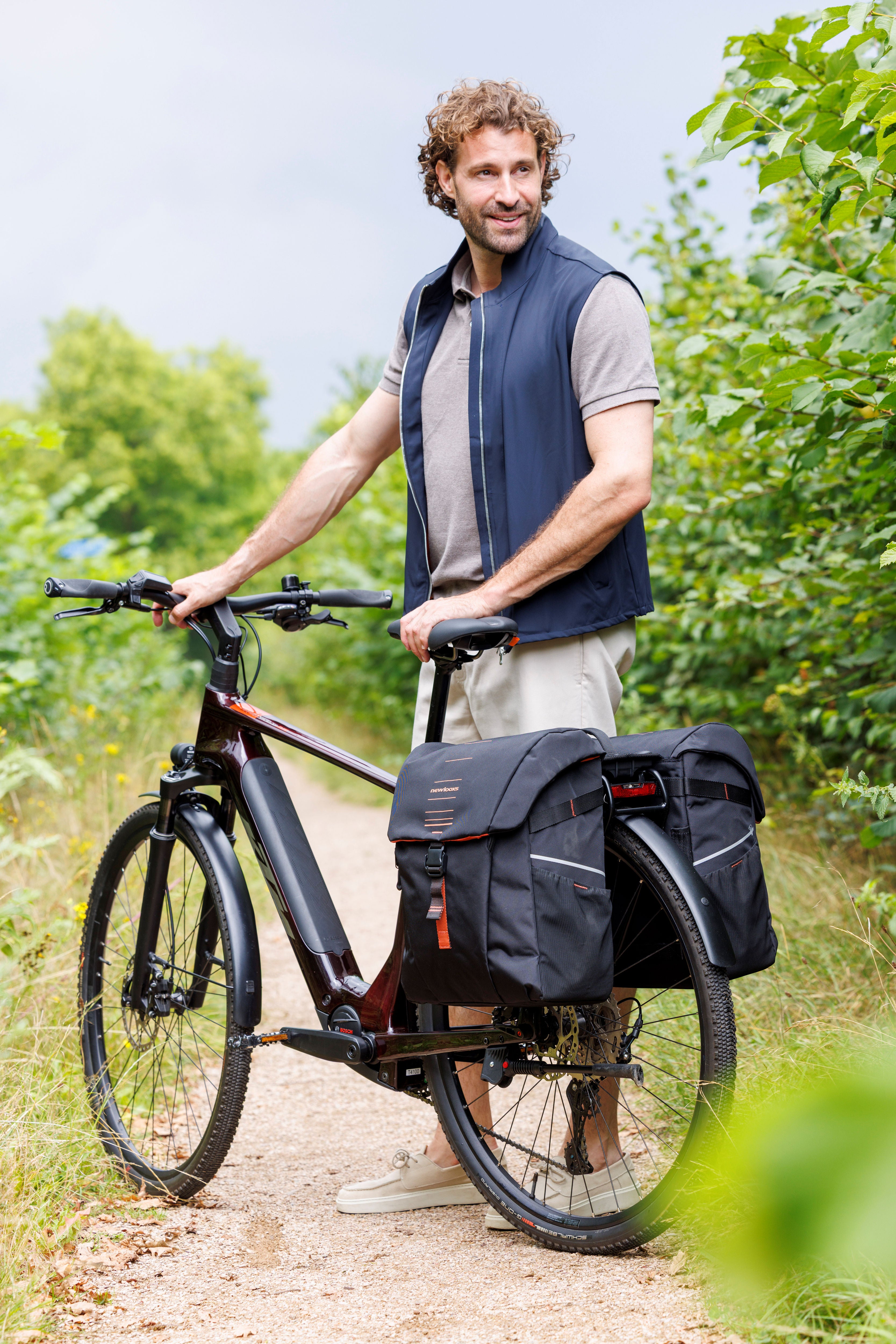 Dubbele fietstas New Looxs Vigo Double RackTime 2.0 - 40 liter - 30 x 19 x 40 cm (2x) - Black-Orange