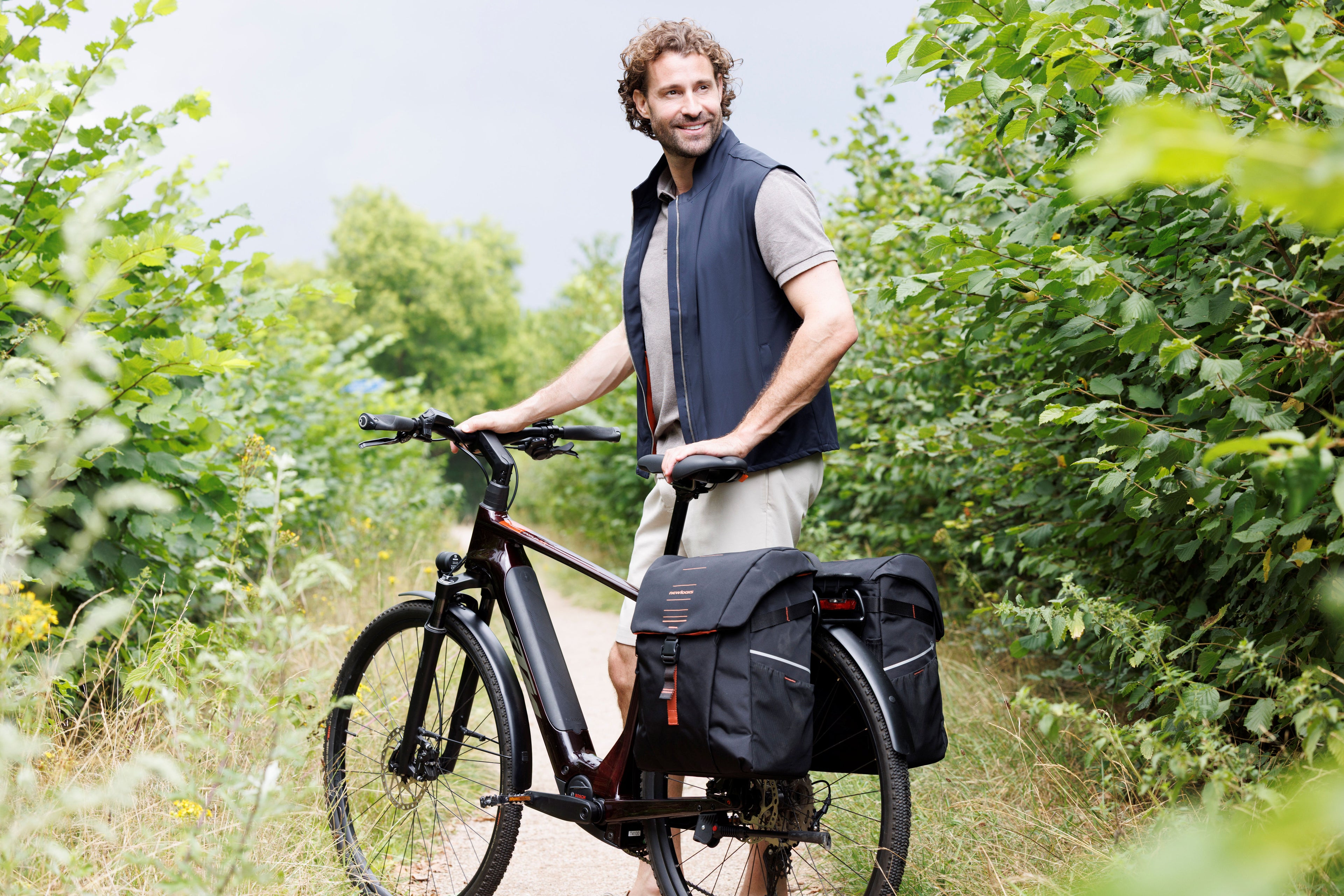 Dubbele fietstas New Looxs Vigo Double RackTime 2.0 - 40 liter - 30 x 19 x 40 cm (2x) - Black-Orange