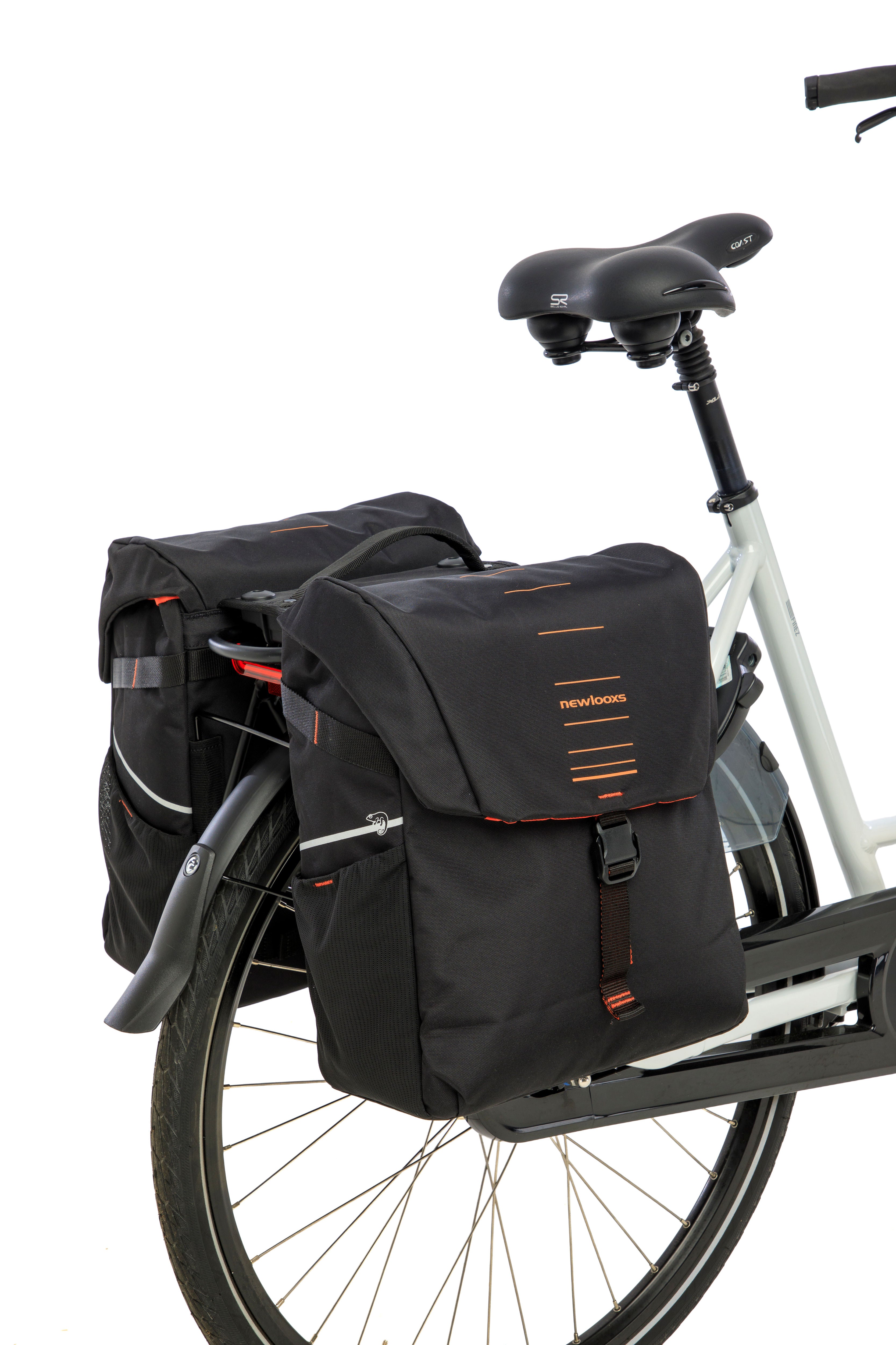 Dubbele fietstas New Looxs Vigo Double RackTime 2.0 - 40 liter - 30 x 19 x 40 cm (2x) - Black-Orange