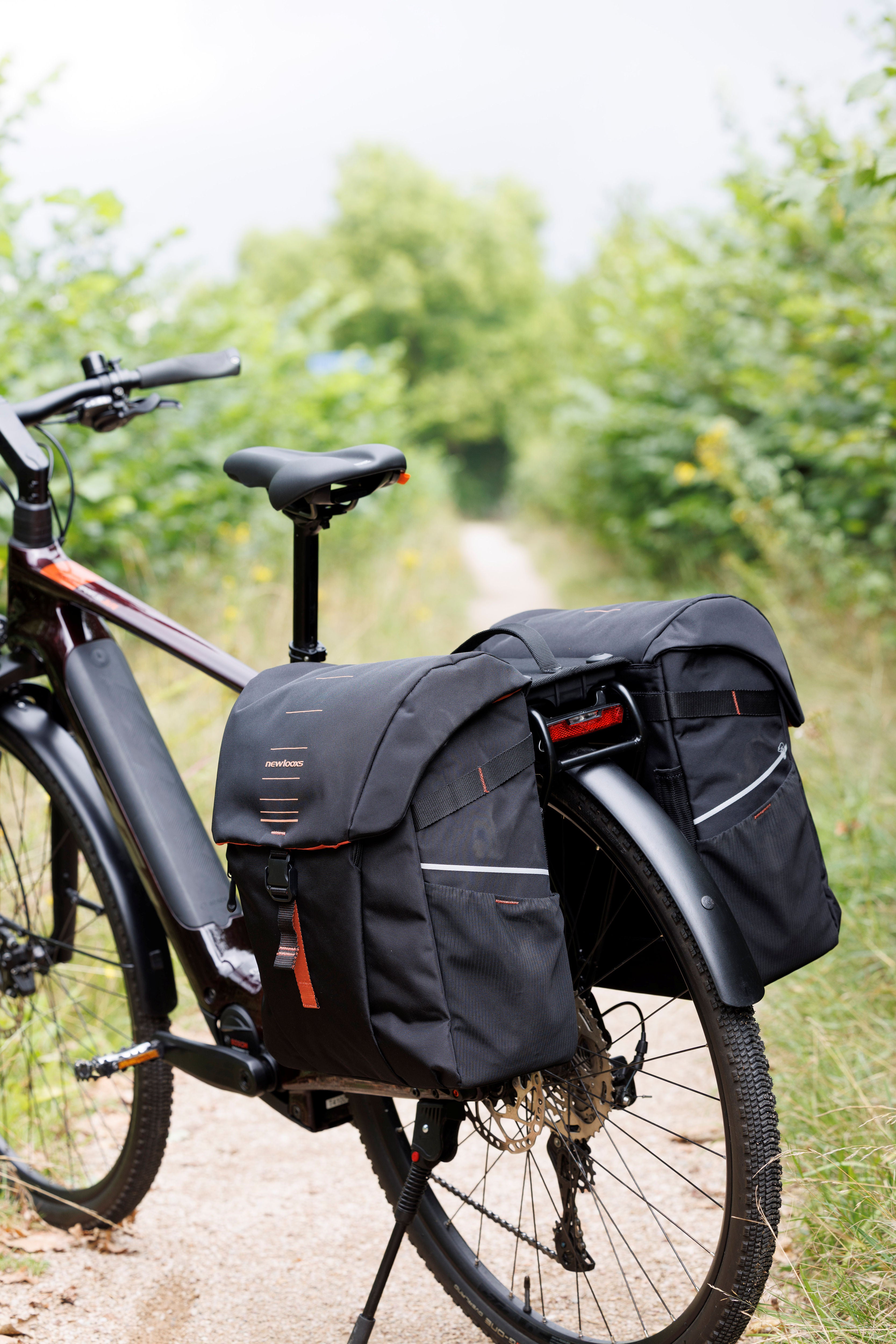 Dubbele fietstas New Looxs Vigo Double RackTime 2.0 - 40 liter - 30 x 19 x 40 cm (2x) - Black-Orange