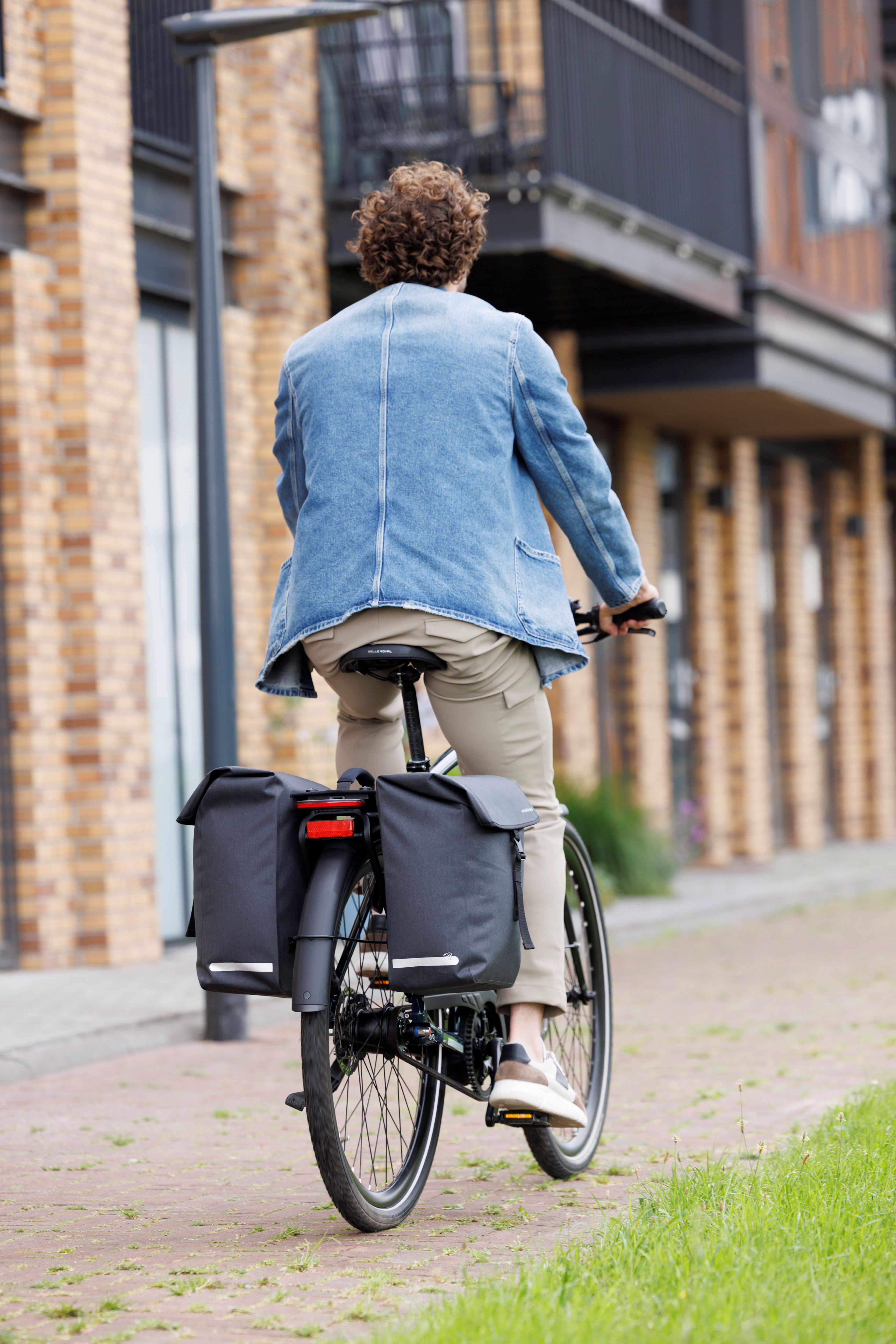 Dubbele fietstas New Looxs Hamar Double MIK 2.0 - 38 liter - 32 x 16 x 40 cm (2x) - Anthracite