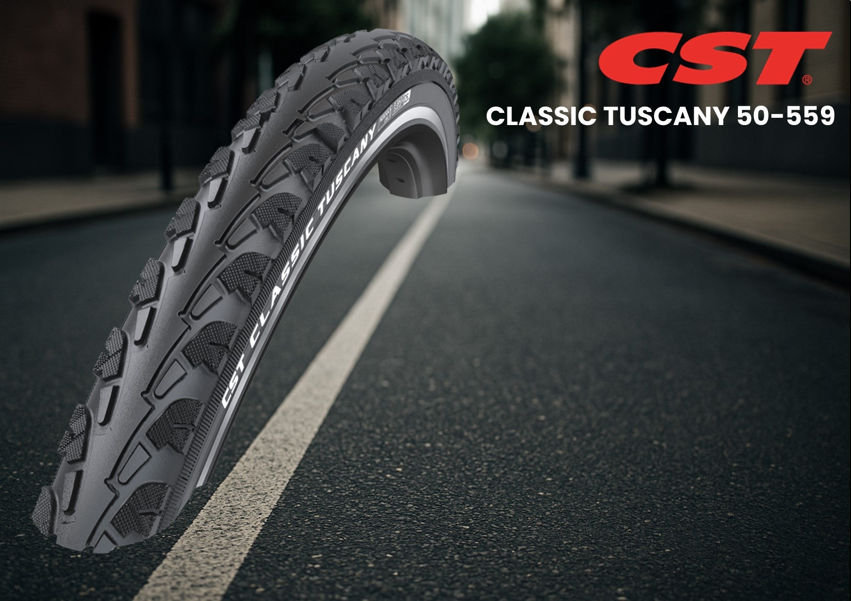 Buitenband CST Classic Tuscany 26 x 2.00'' / 50-559 - zwart met reflectie