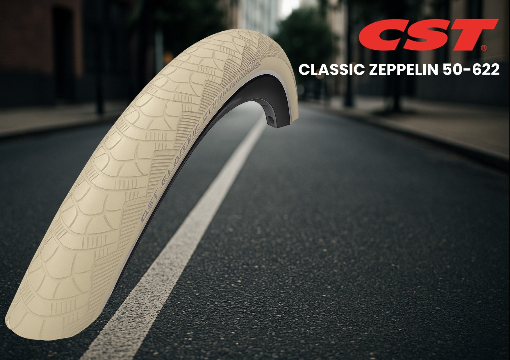 Buitenband CST Zeppelin 28 x 1.90'' / 50-622 - crème met reflectie