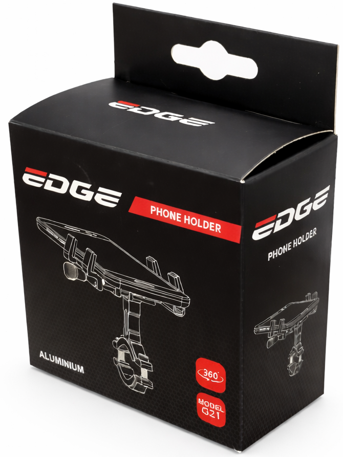 Telefoonhouder Edge G21 - Aluminium  - 360° Draaibaar - Universele Stuurmontage - Extra Stevig - Zwart
