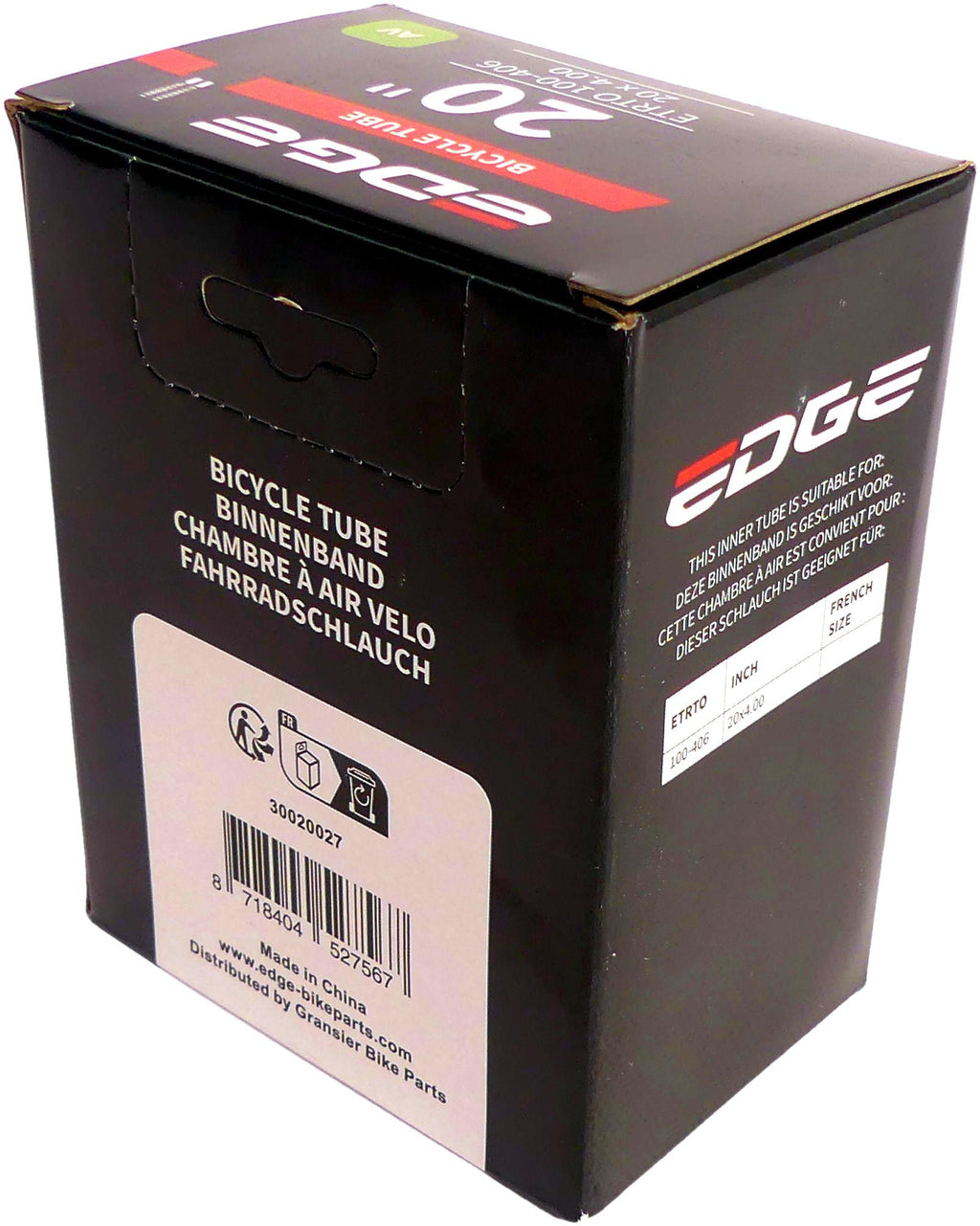 Binnenband Edge 20 x 4.00 AV-40mm (geschikt voor Fatbikes)