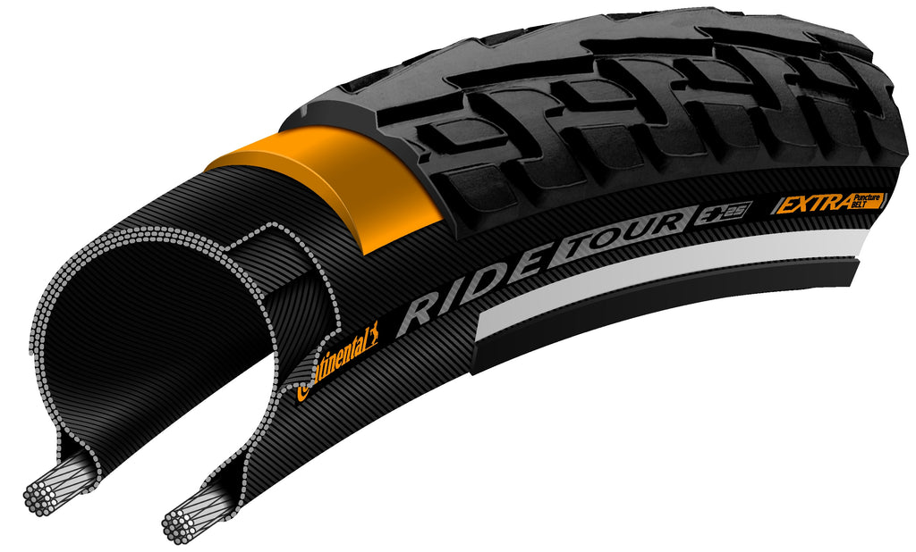 Buitenband Continental Ride Tour Reflex 28 x 1 ½ "/ 42-635 - zwart met reflectie