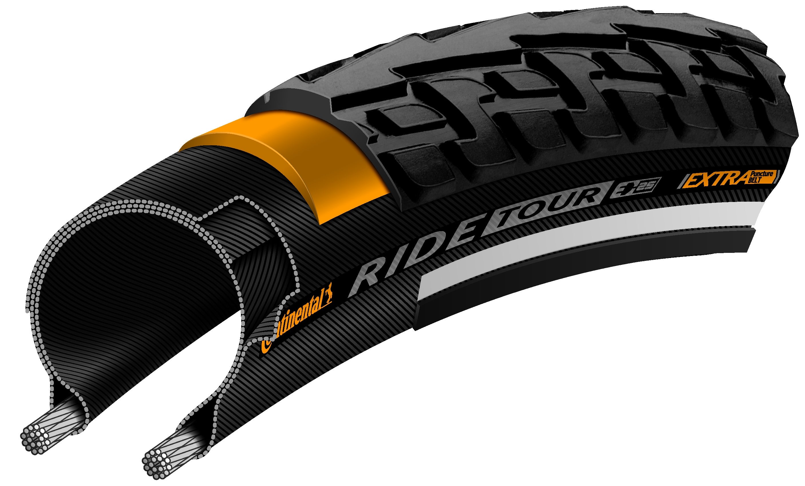 Buitenband Continental Ride Tour 28 x 1.40"/ 37-622 - zwart met reflectie