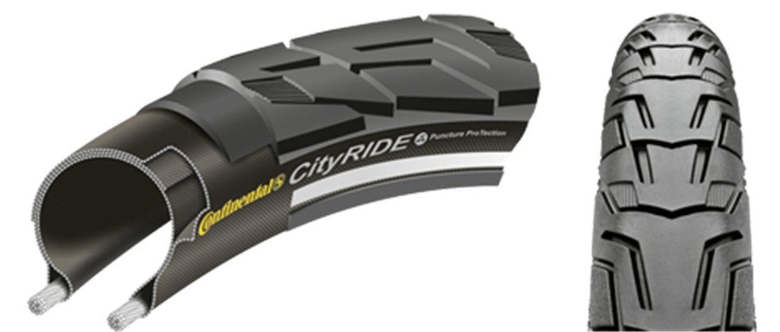 Buitenband Continental Ride City Puncture ProTection 28 x 1,25" / 32-622 - zwart met reflectie