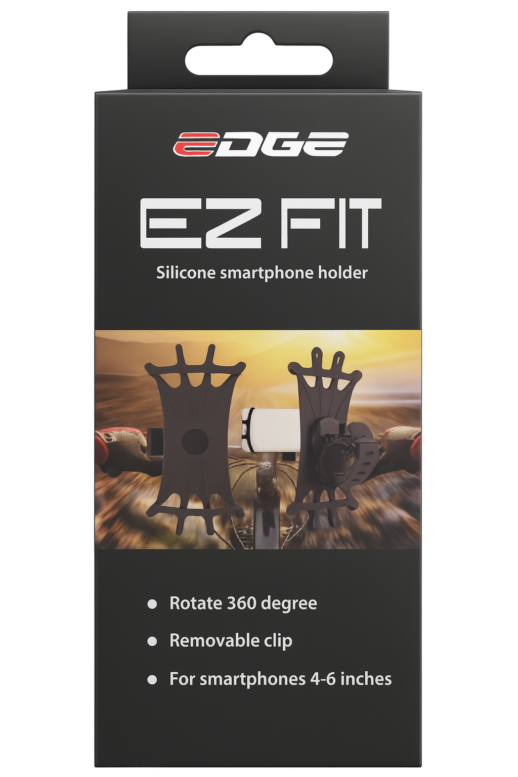 Telefoonhouder Edge EZ Fit - 360° - Siliconen - zwart
