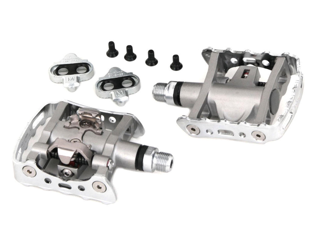 Pedaalset SPD Shimano M324 met plaatje SM-SH56 enkelzijdige binding - zilver