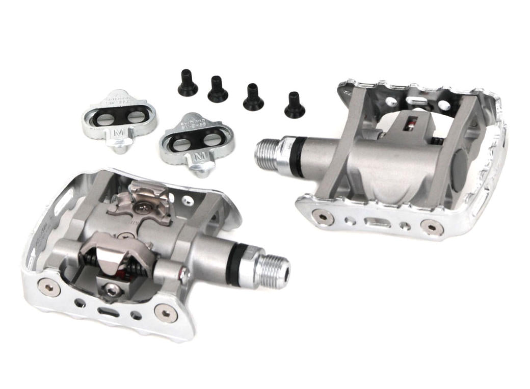 Pedaalset SPD Shimano M324 met plaatje SM-SH56 enkelzijdige binding - zilver