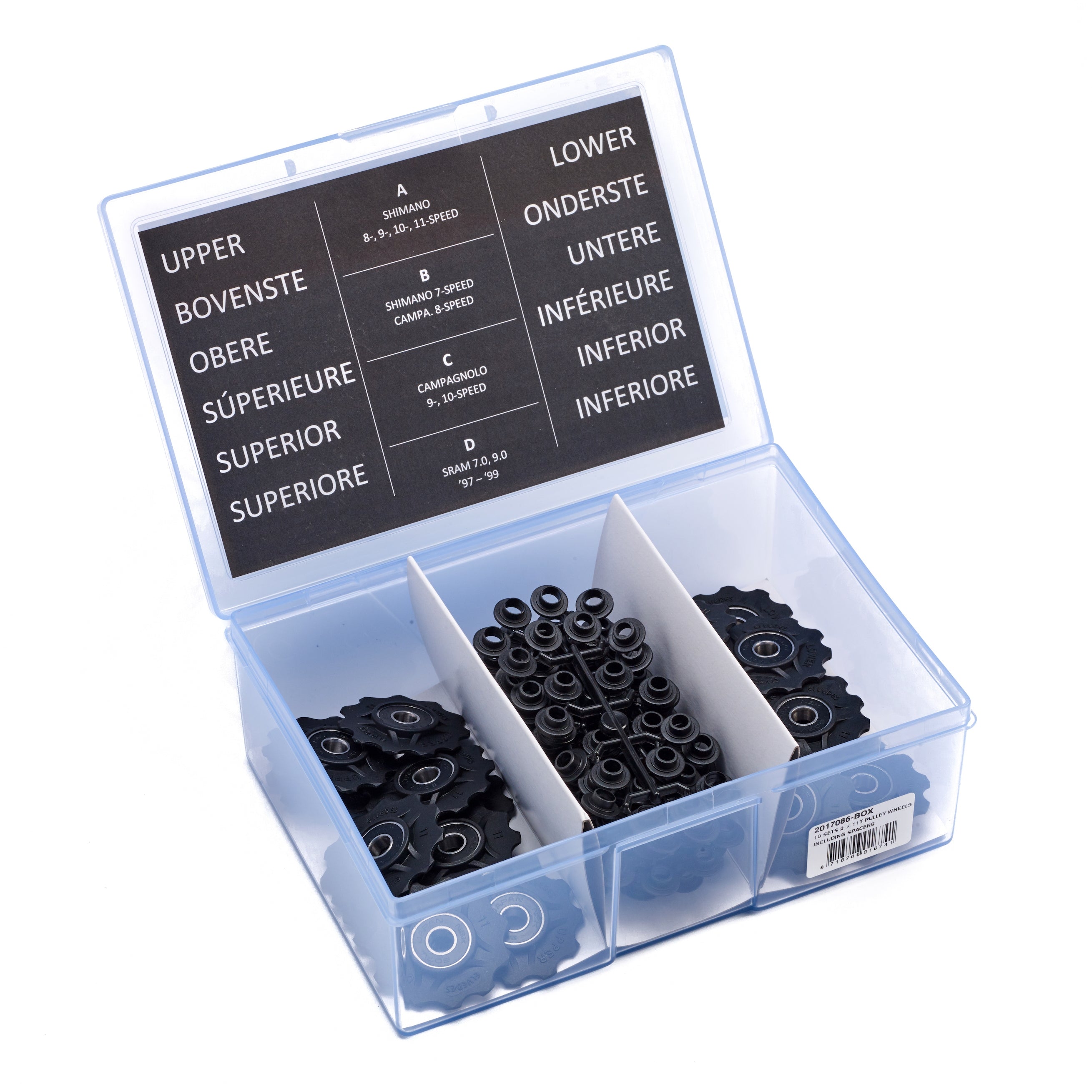 Derailleurwieltjes Elvedes 2x11 tands met standaard afgedichte lagers (10 sets)